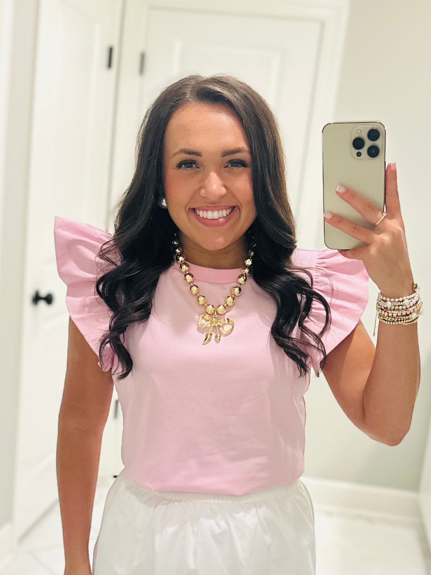 The Tillie Baby Pink Ruffled Sleeve Top