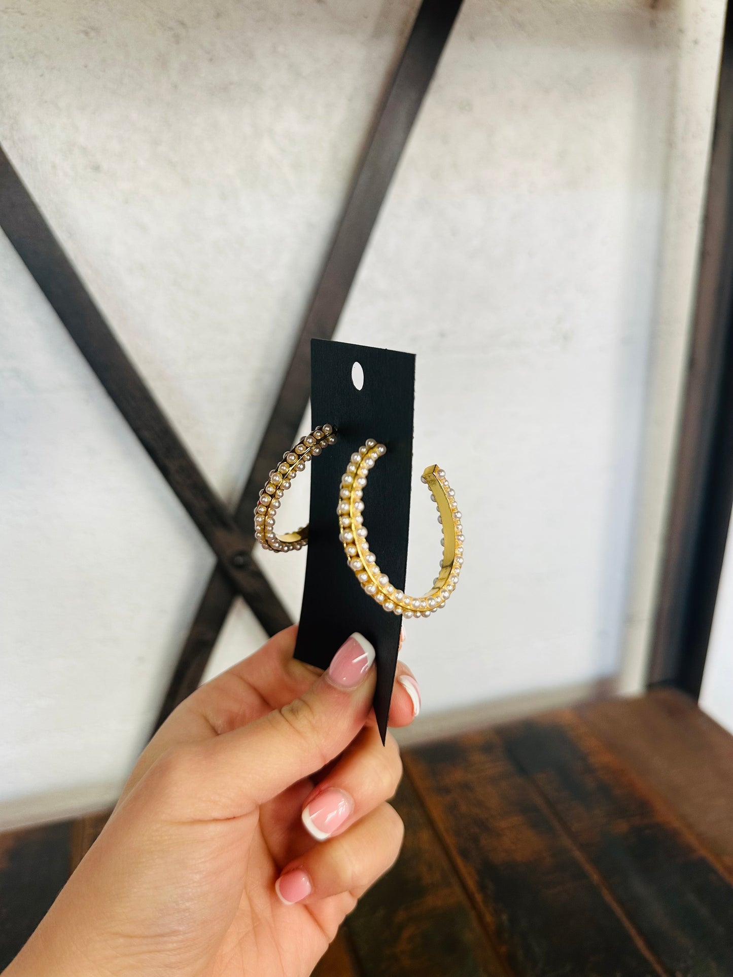 Gold & Pearl Delicate Hoop Earring