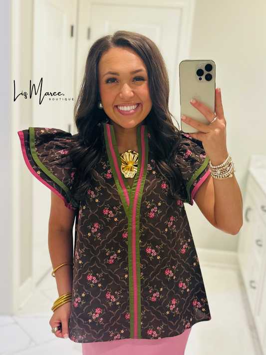 The Luci Brown Floral Top