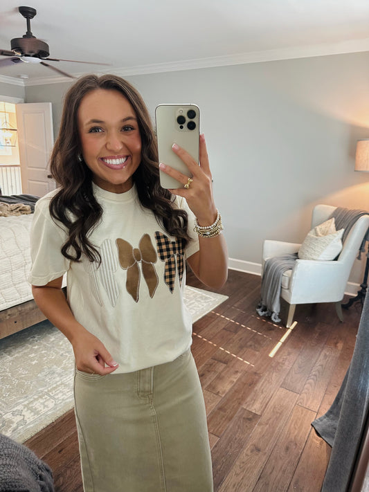 The Brown Bow Coquette Embroidered Tee
