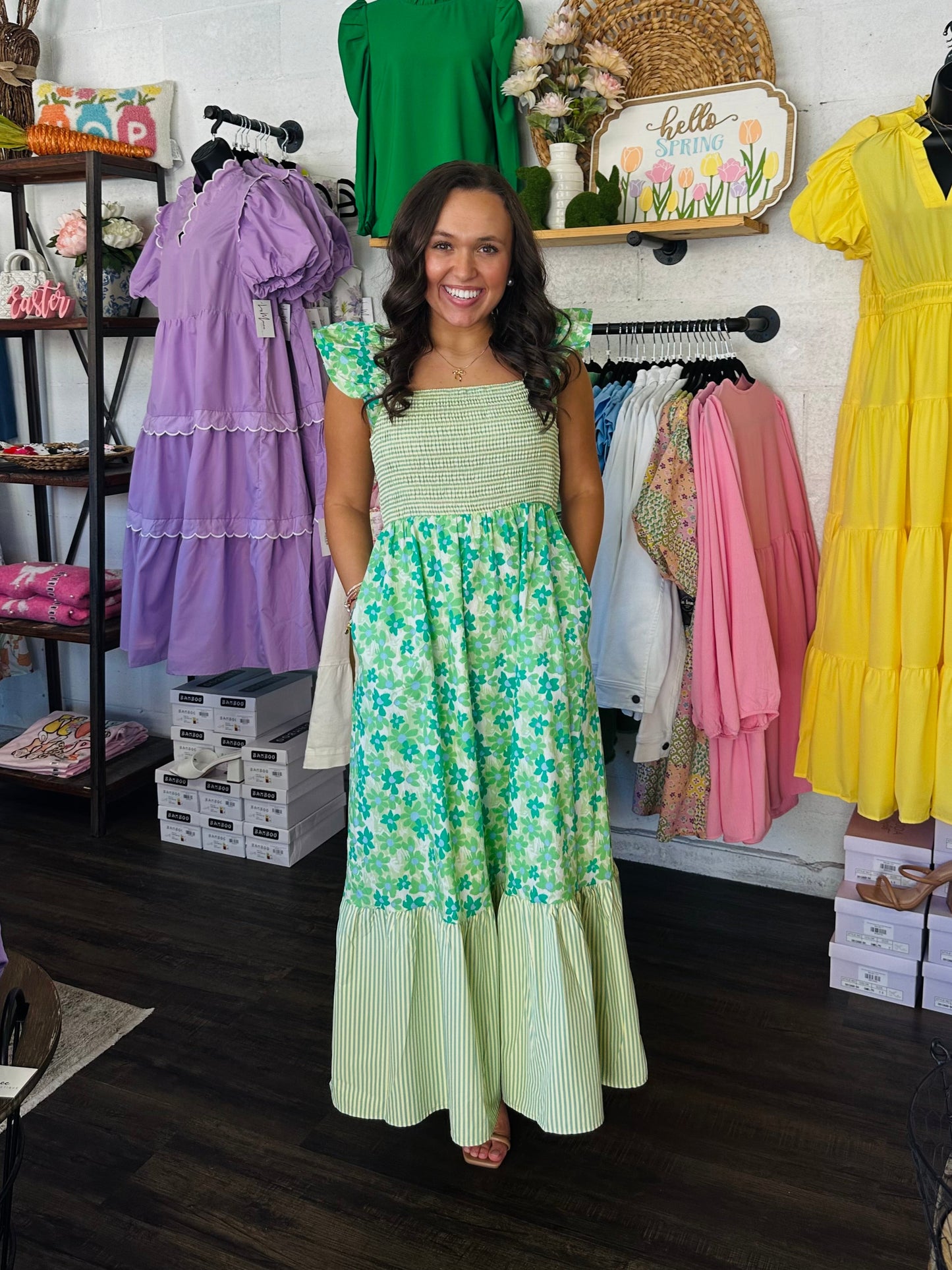 The Magnolia June Green Midi Dress