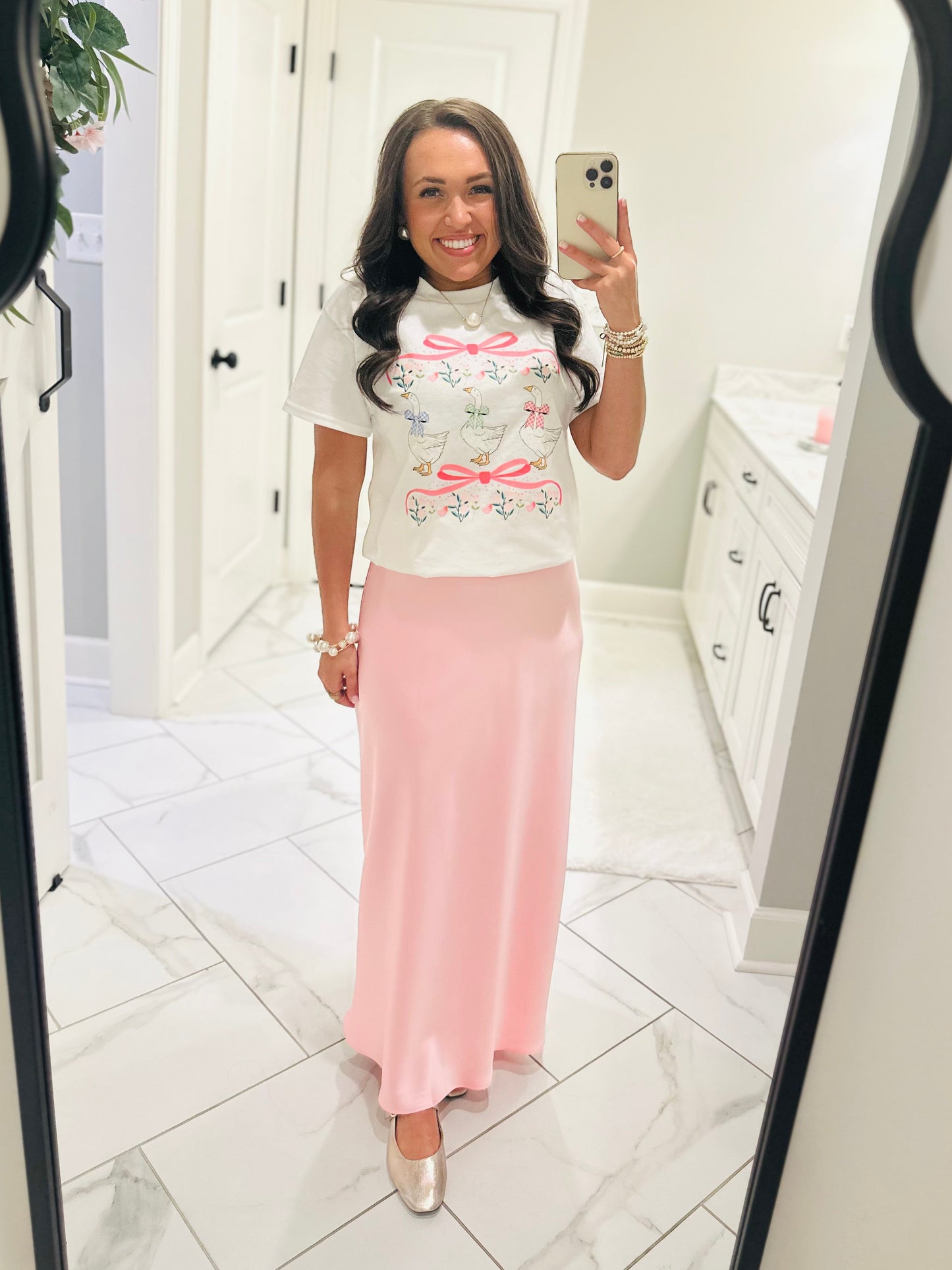The Lila Baby Pink Satin Maxi Skirt