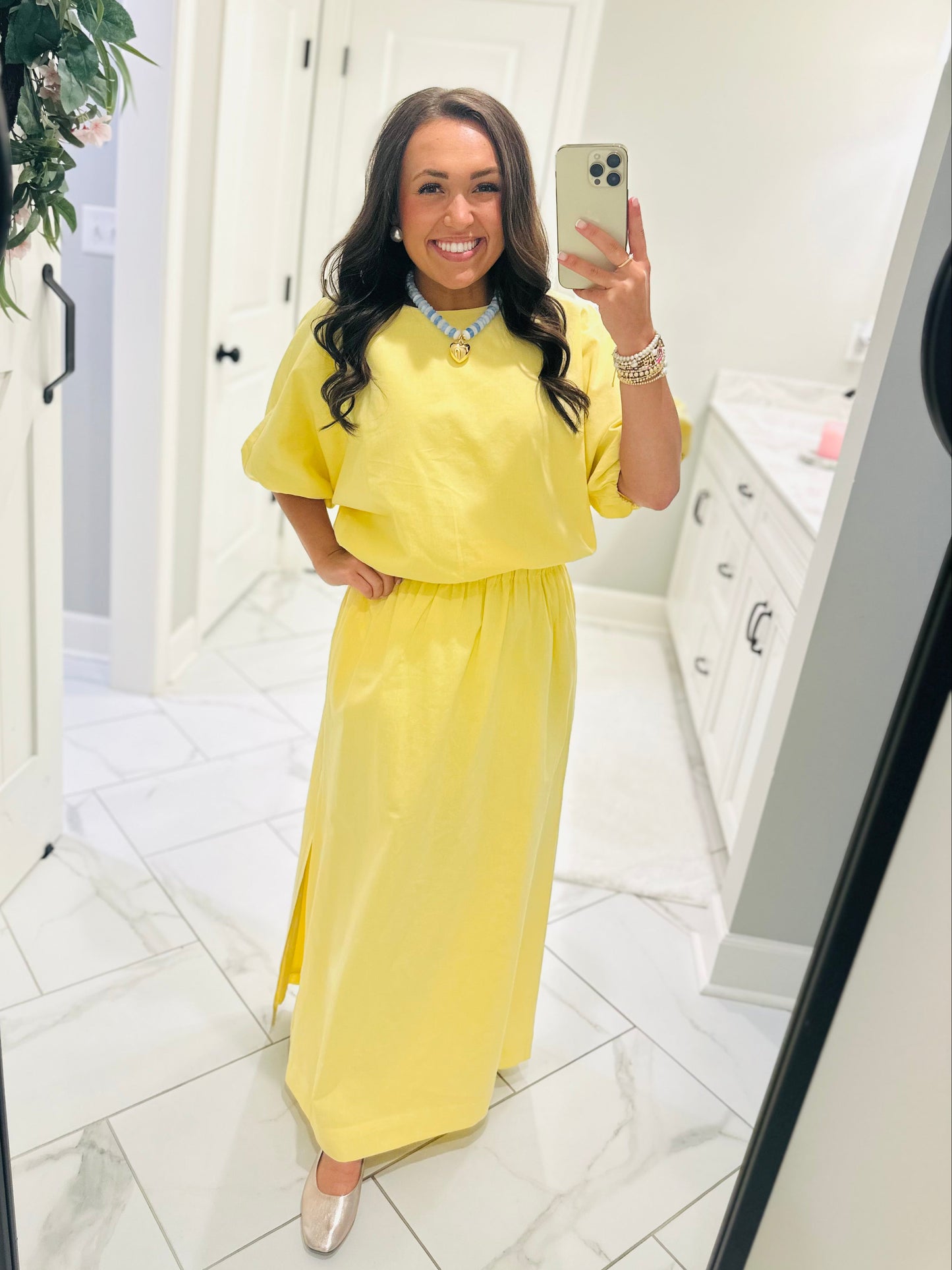 The Daisy Yellow Knit Top + Skirt Set