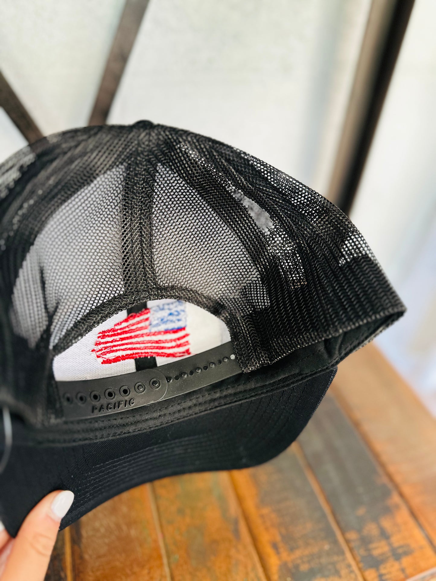 American Flag Trucker Hat - Black