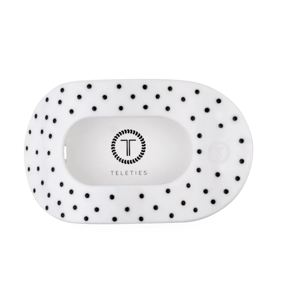 White Polka Dot Party Flat Round Hair Clip