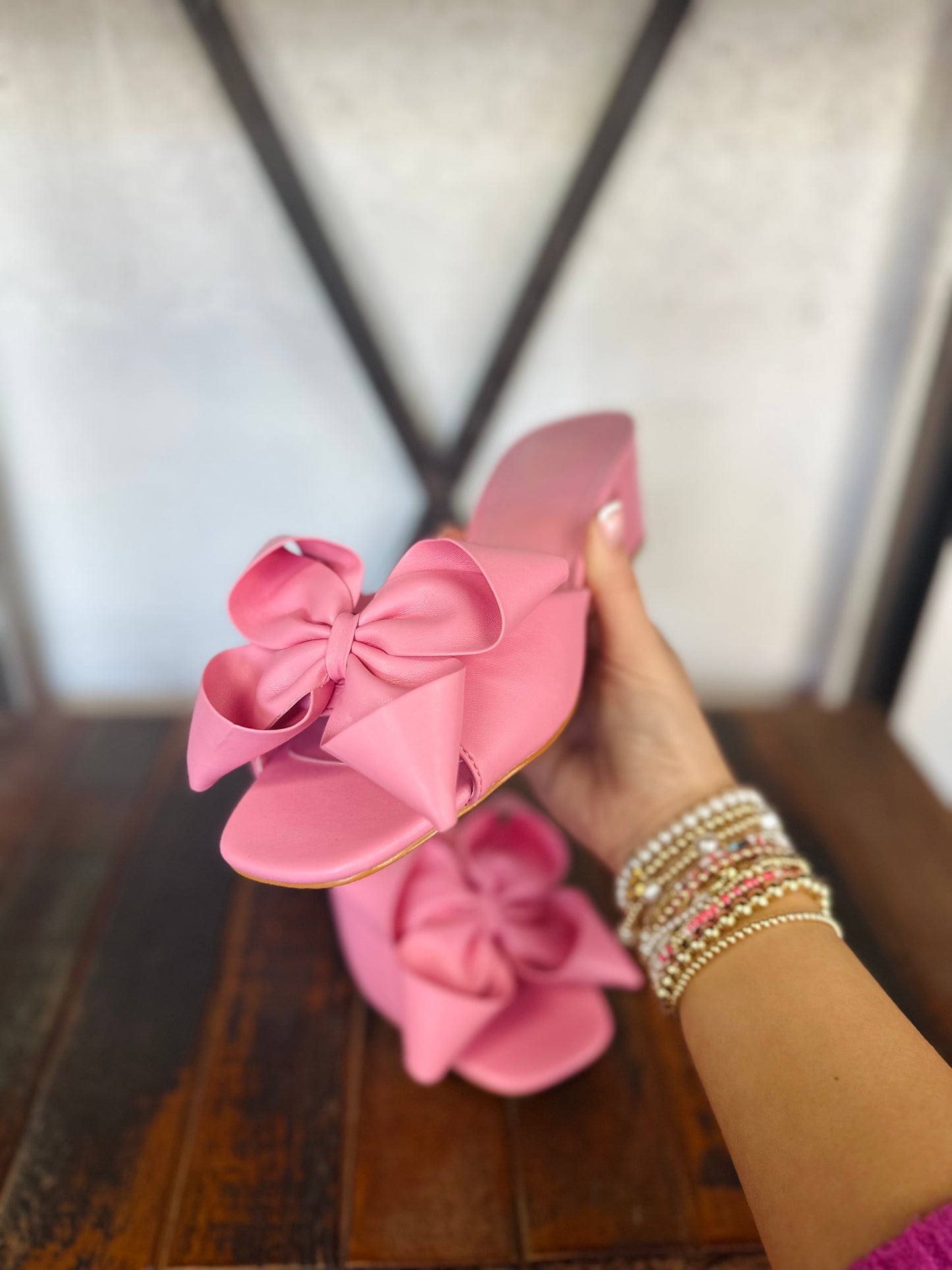 The Flora Pink Bow Heels