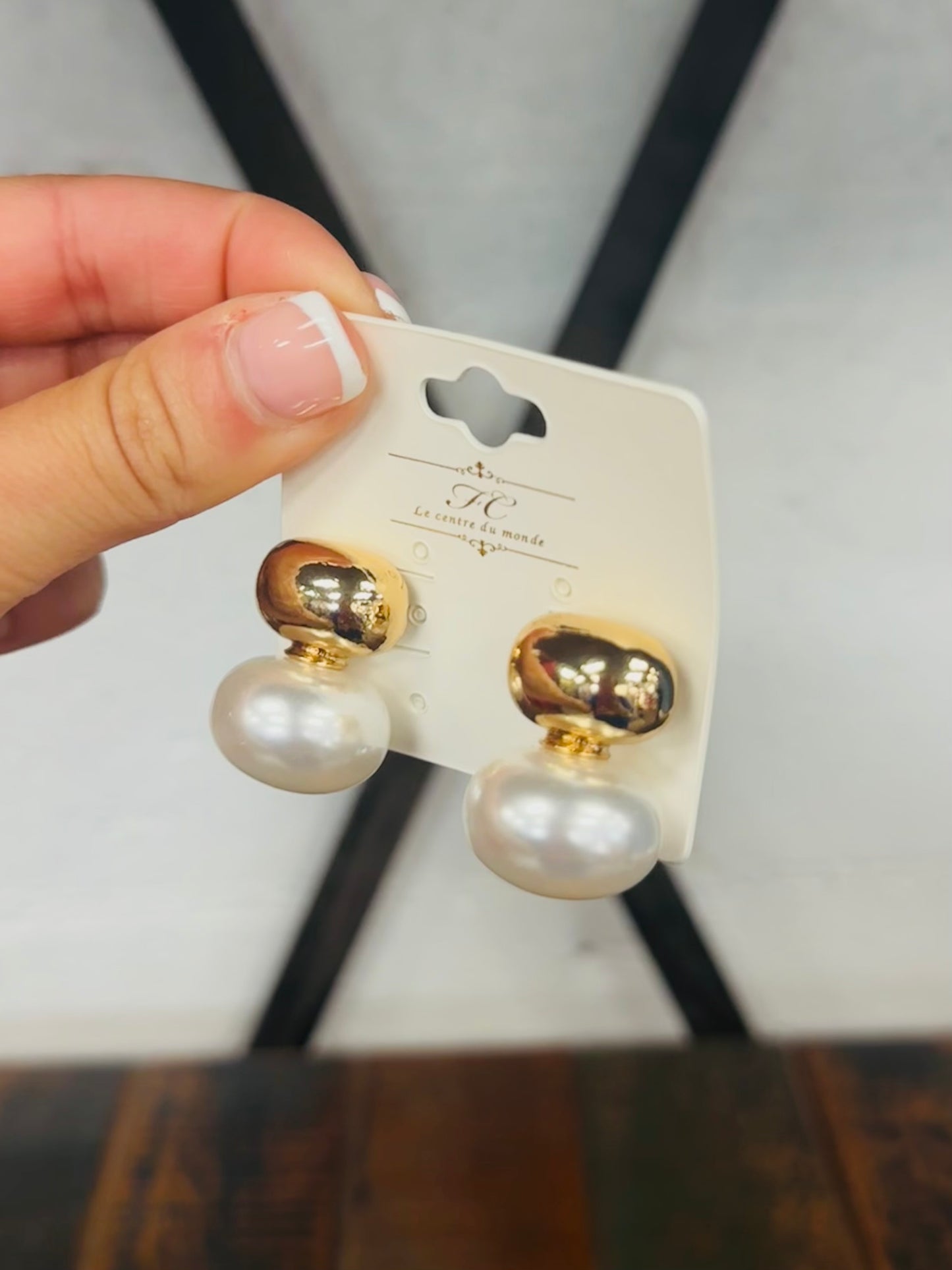 Gold Stud + Pearl Drop Earring