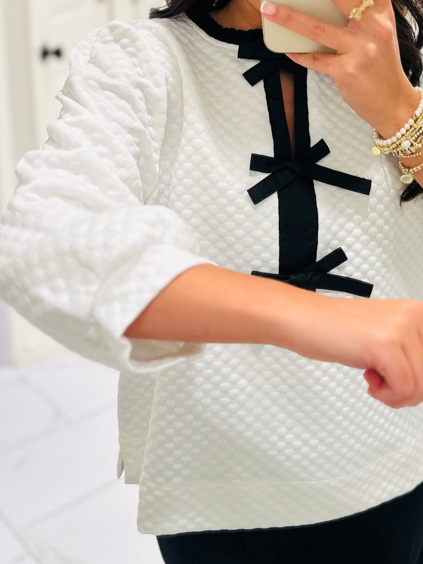 The Zayla White Bow Top