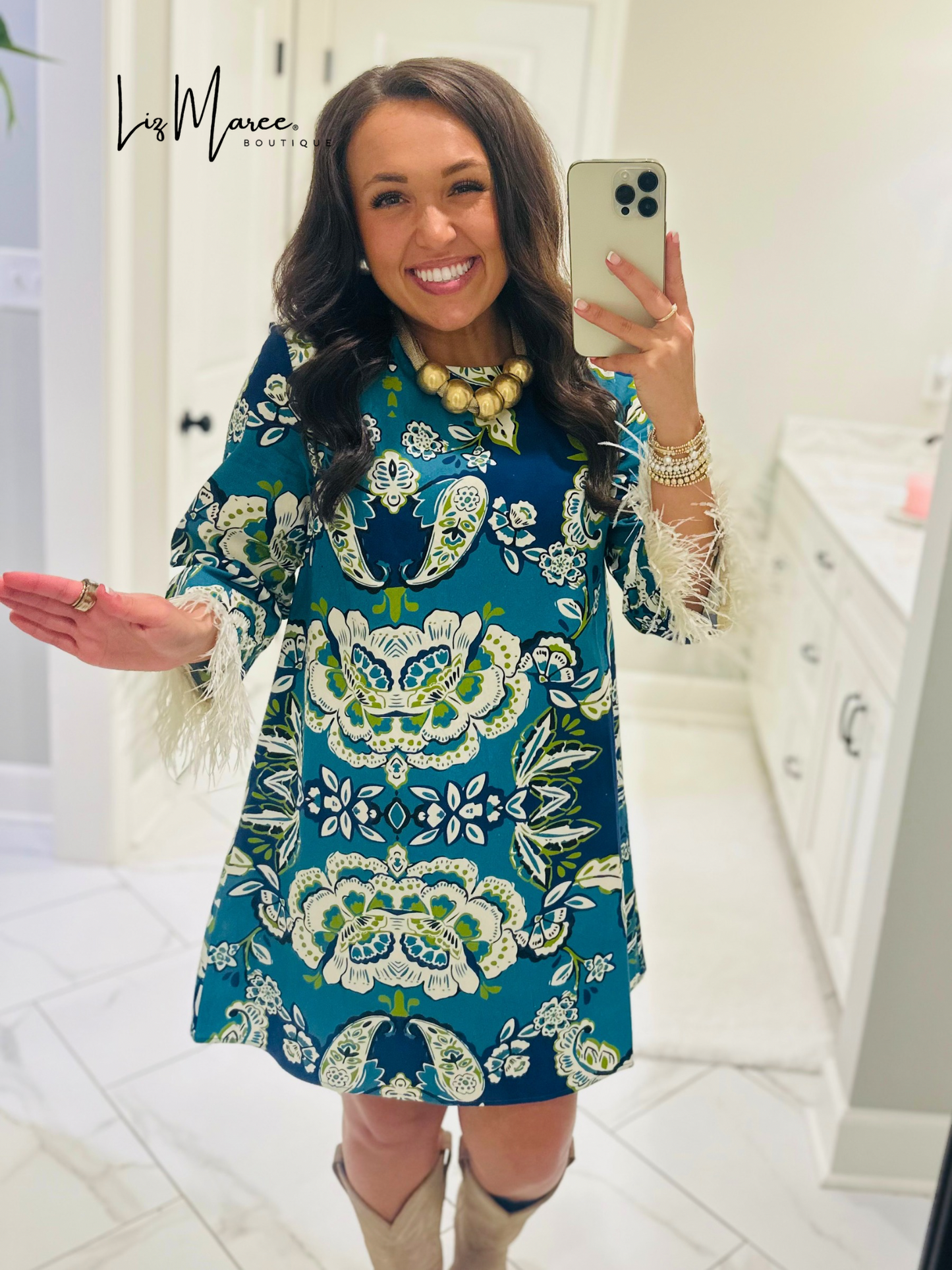 The Avery Blue Floral + Paisley Dress