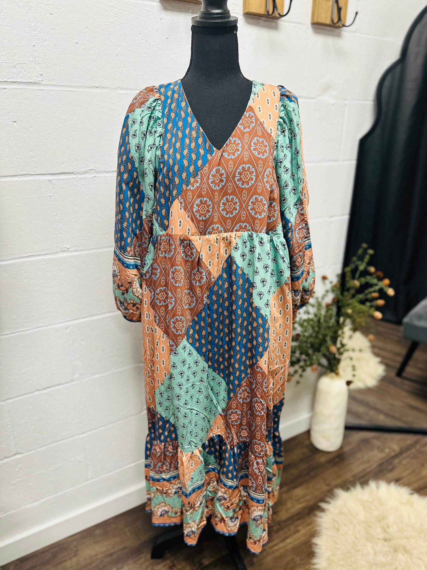 The Rory Patchwork Midi Dress