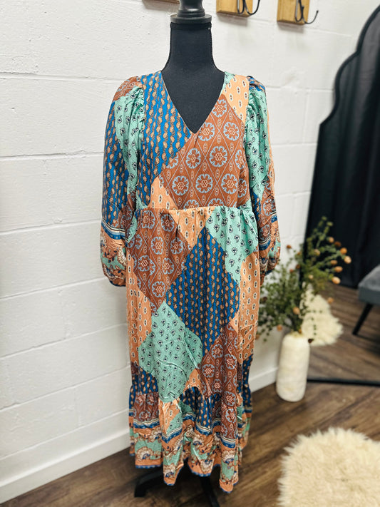 The Rory Patchwork Midi Dress