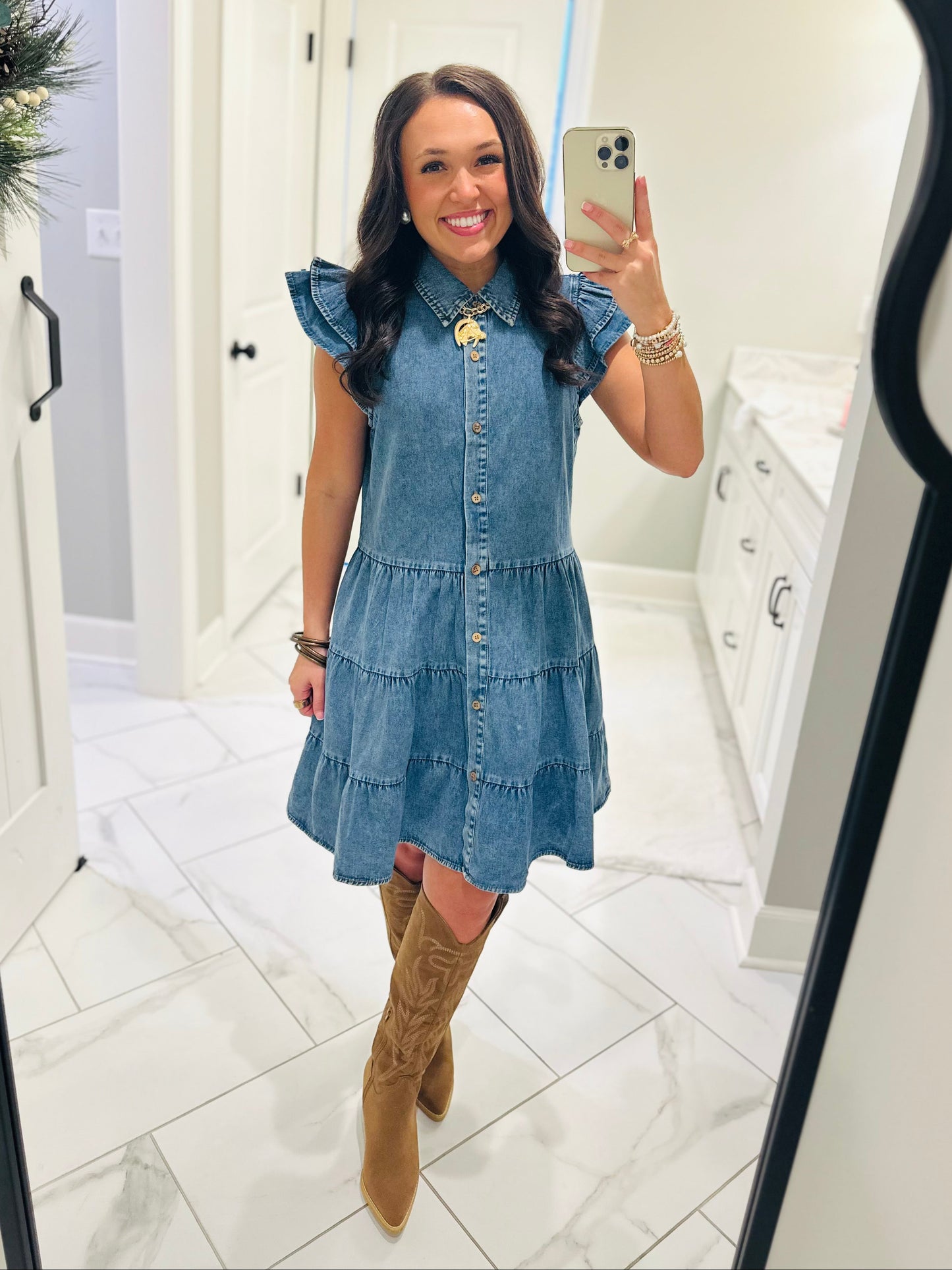 The Payton Denim Tiered Dress