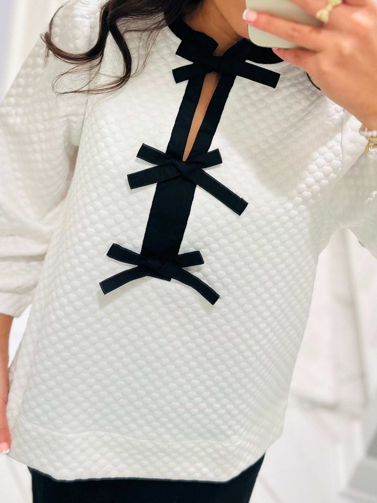 The Zayla White Bow Top