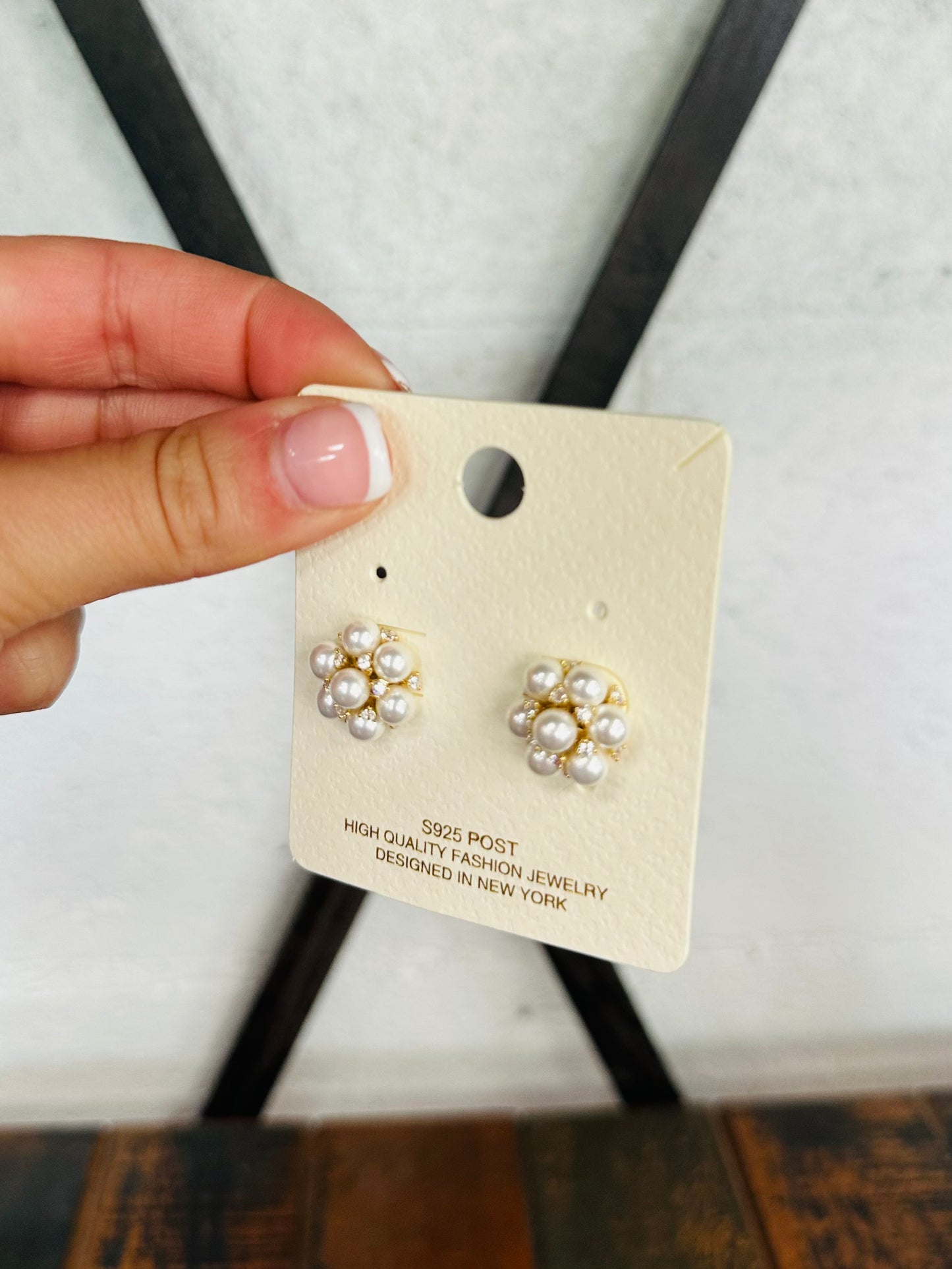 Pearl Round Cluster Stud Earring