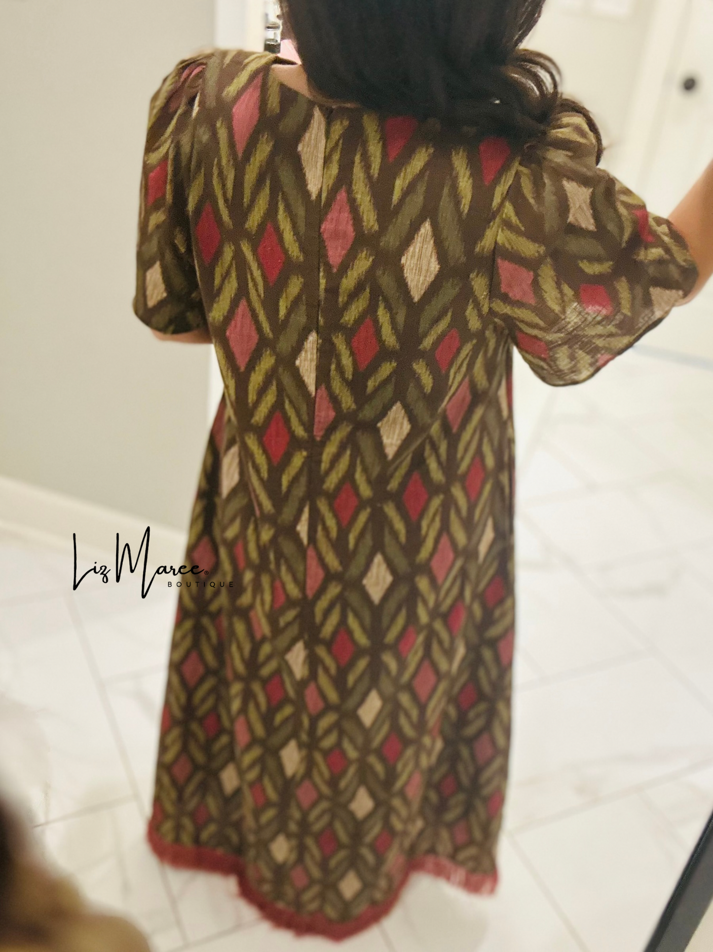 The Madeline Chocolate Brown Geometric Maxi Dress