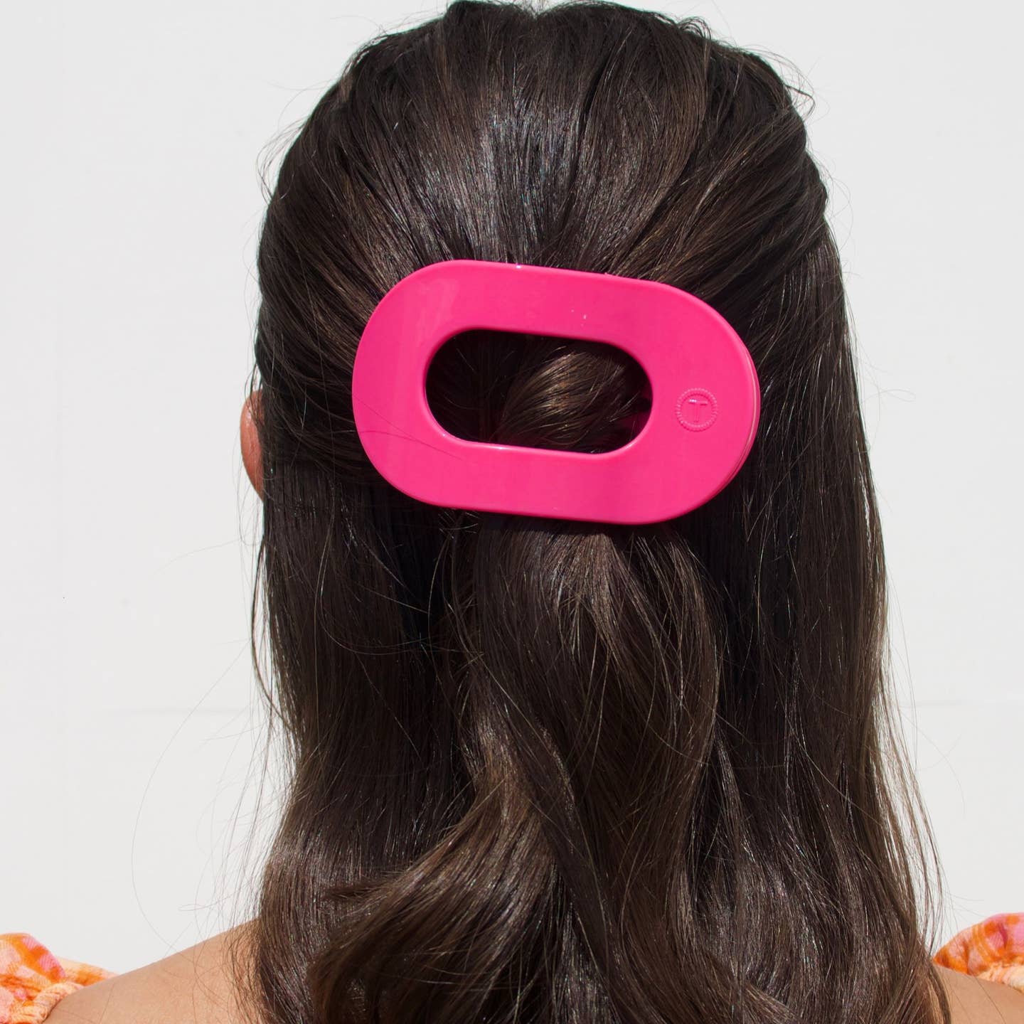 Tropical Punch Hot Pink Round Flat Hair Clip