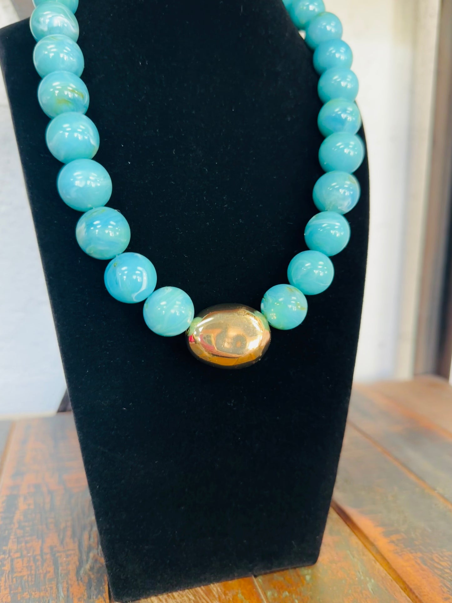 Turquoise Marble Beaded Necklace