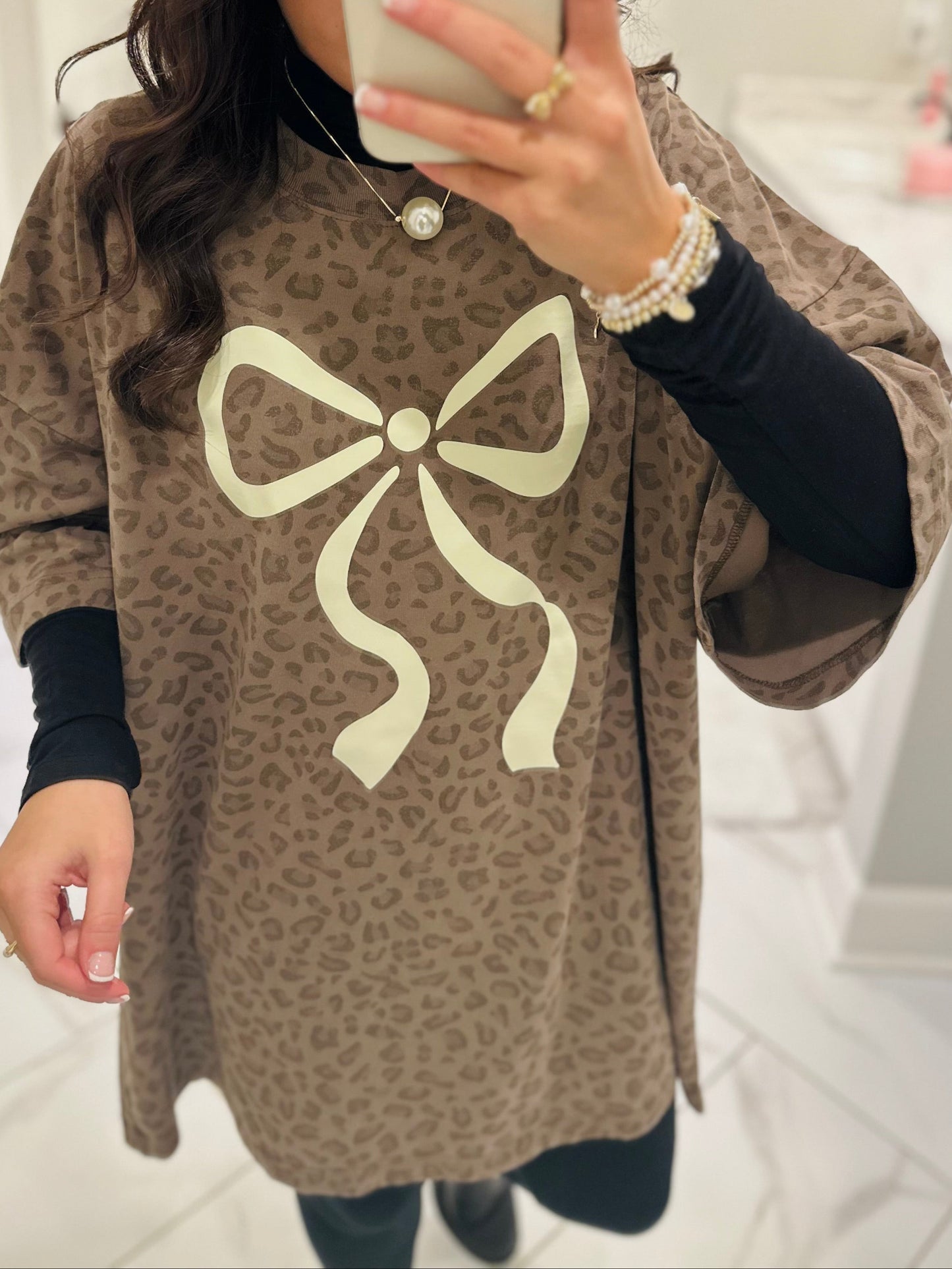 The Zaya Bow & Leopard Oversized Tee