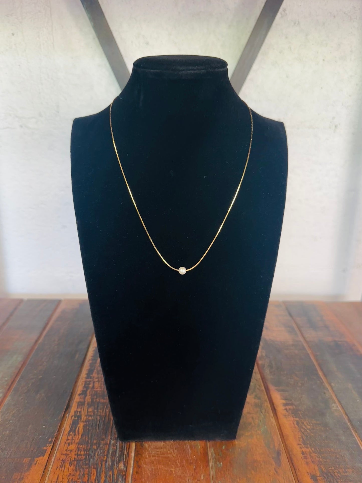 5mm Pearl Pendant Gold Necklace