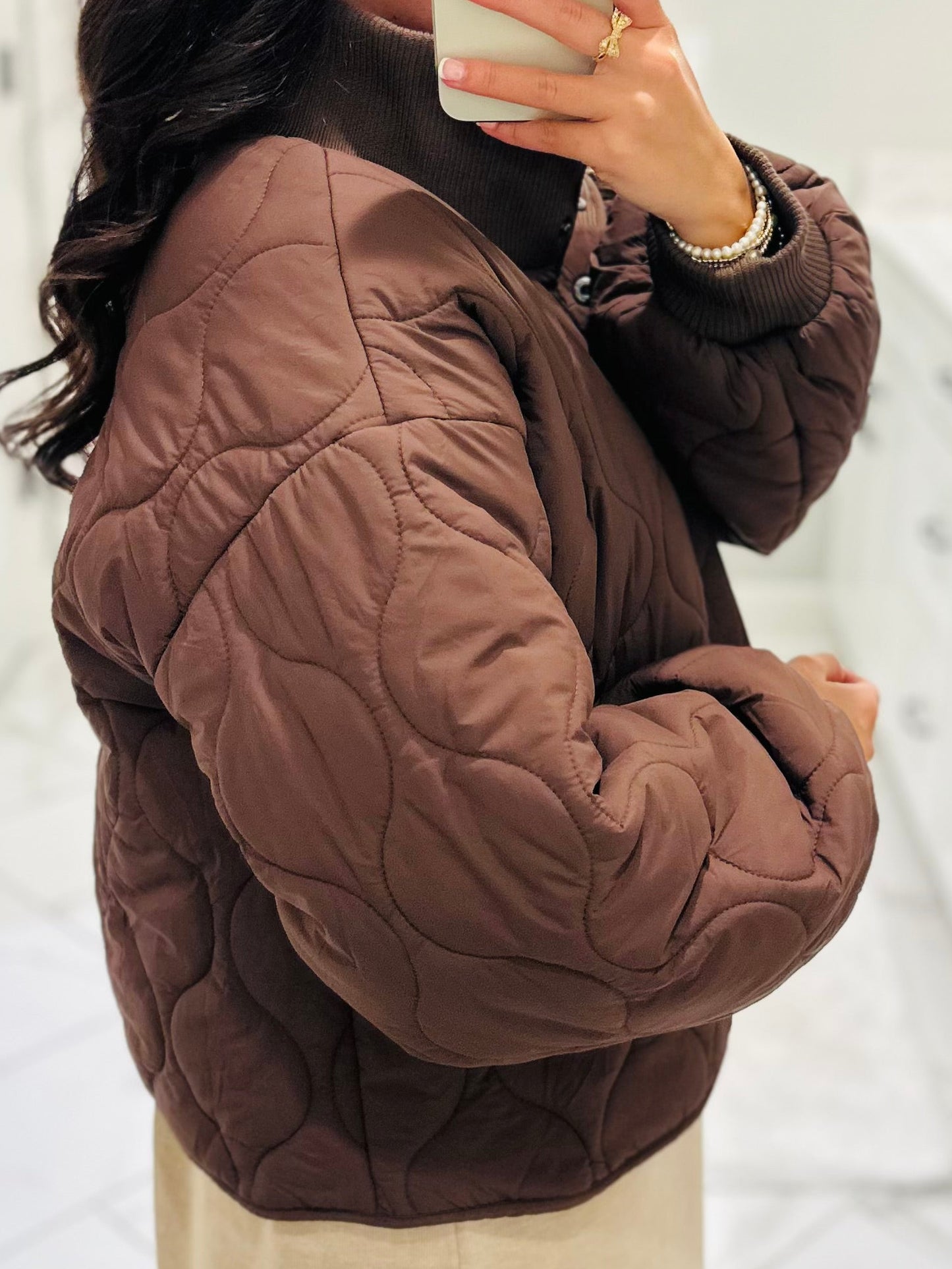 The Sarah Chocolate Brown Quilted Jacket