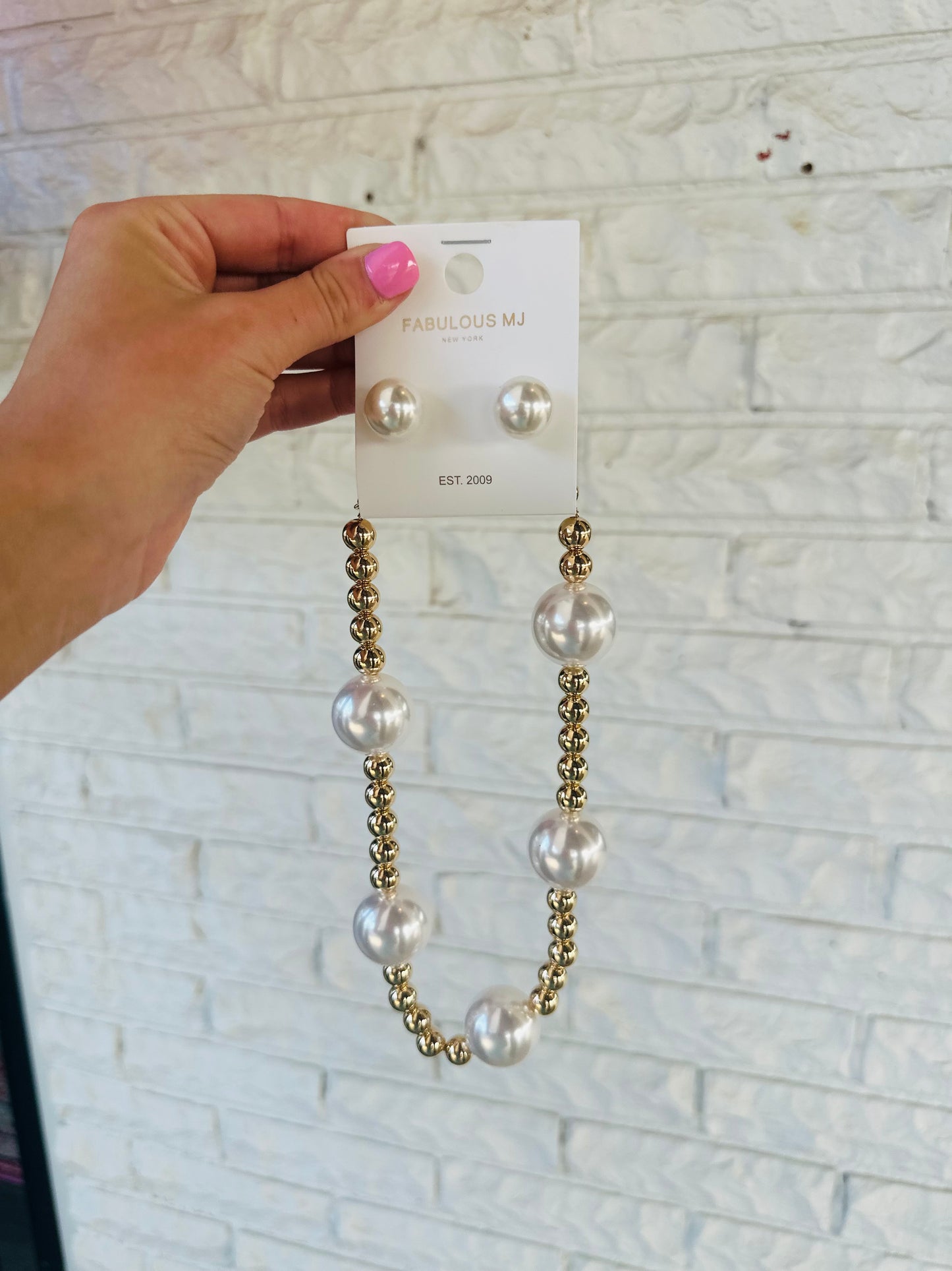 Pearl + Gold Beaded Necklace