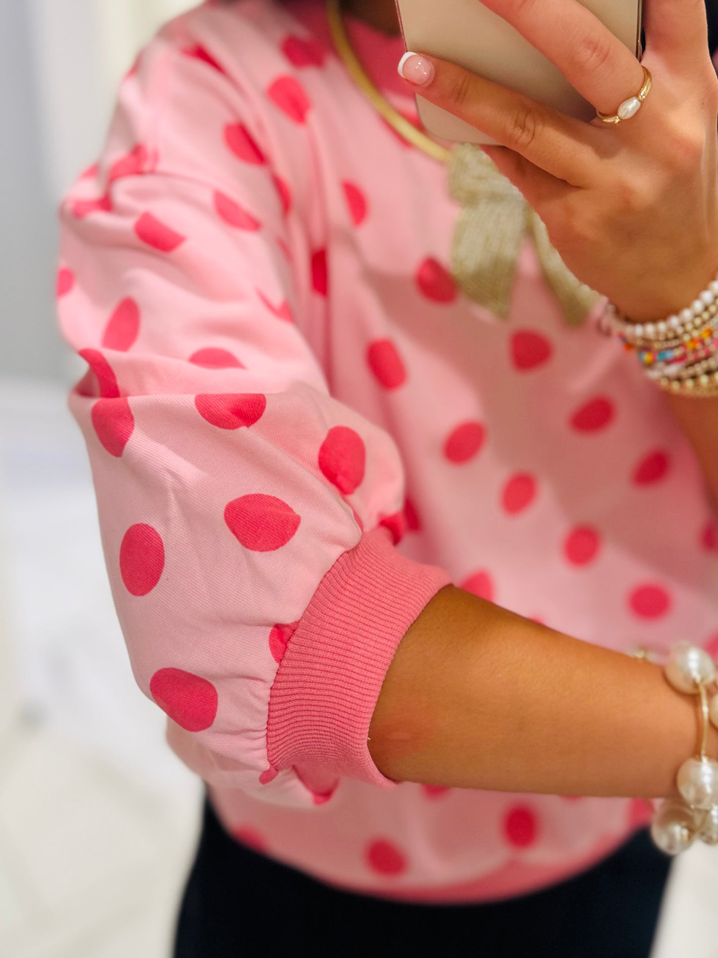 The Ainsley Pink Polka Dot Top