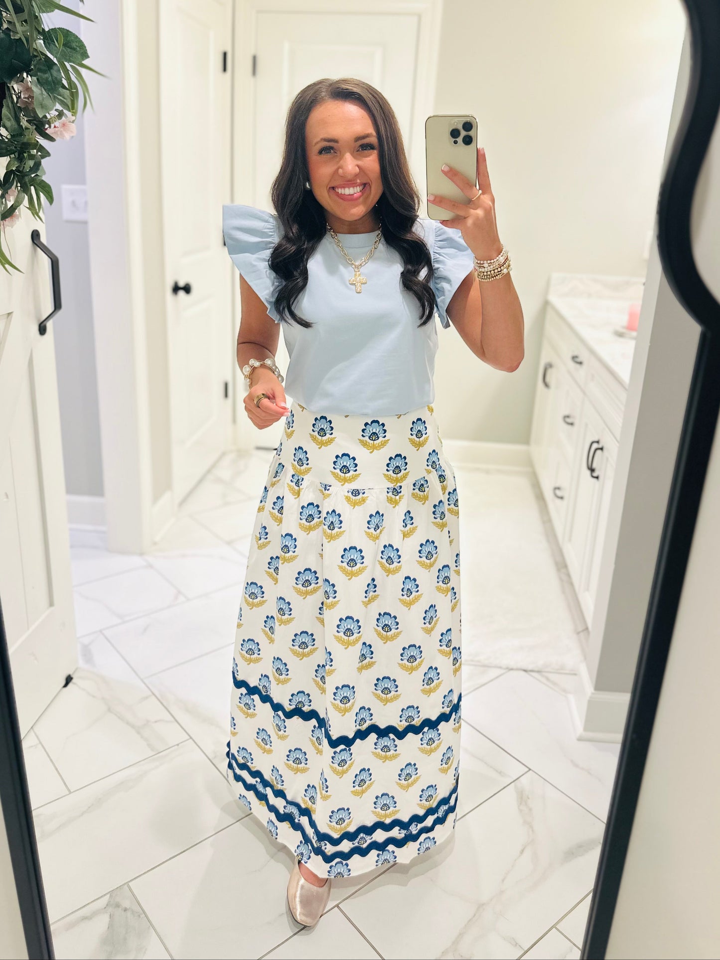 The Tillie Baby Blue Ruffled Sleeve Top