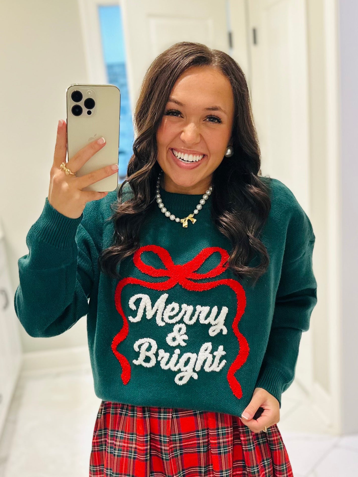 The Hunter Green Merry & Bright Embroidered Sweater