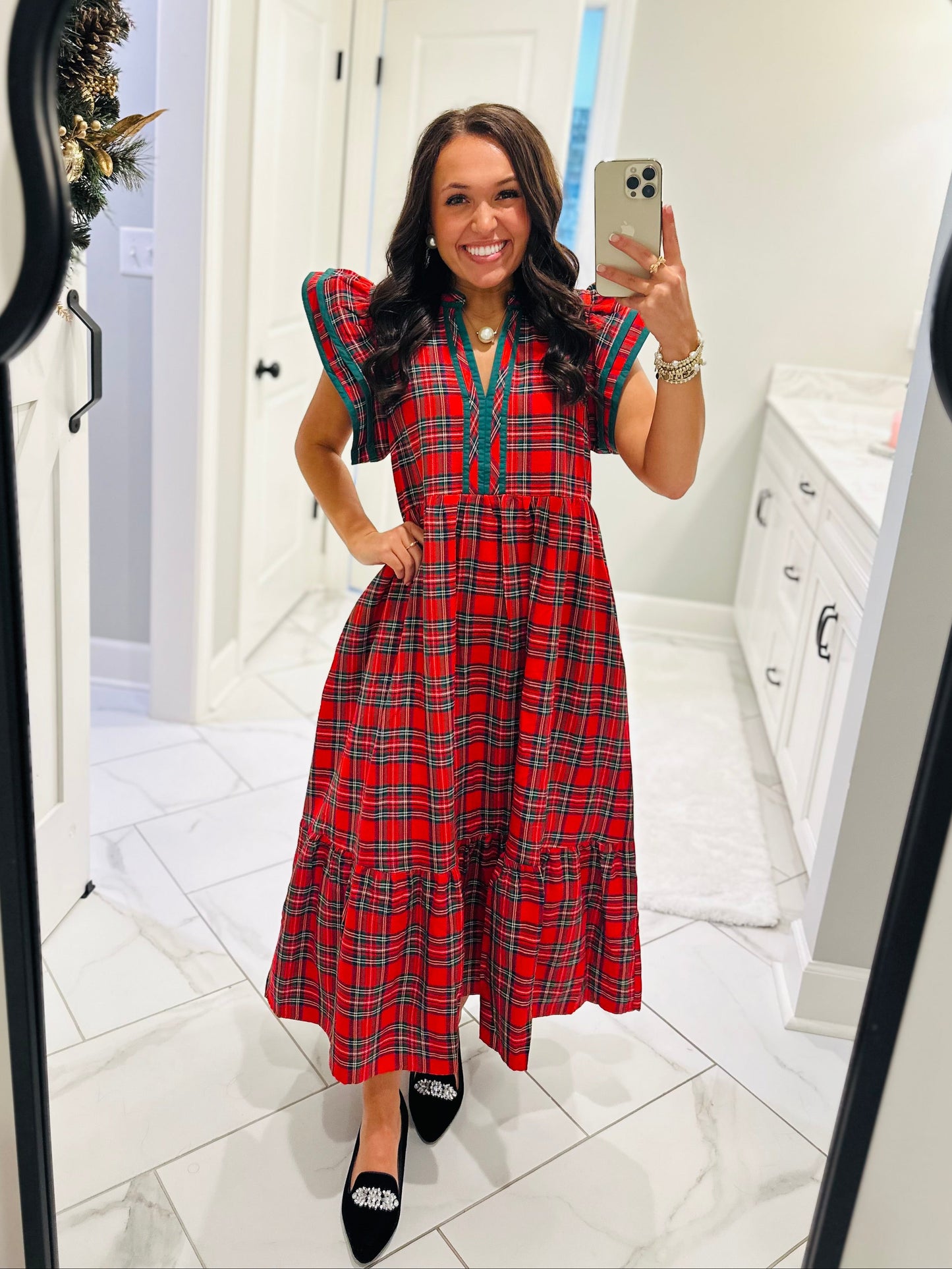 The Faith Holiday Plaid Midi Dress