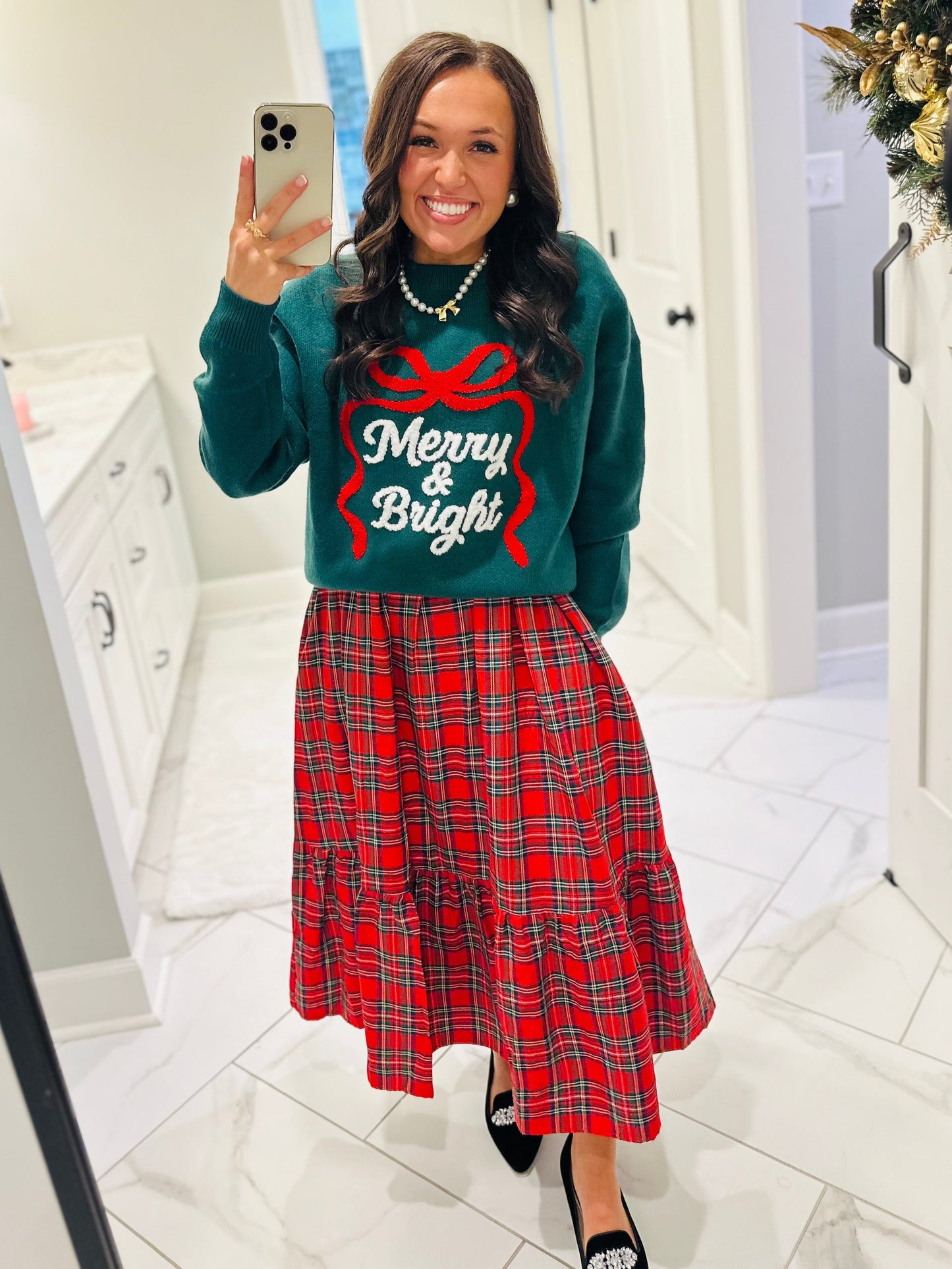 The Faith Holiday Plaid Midi Dress