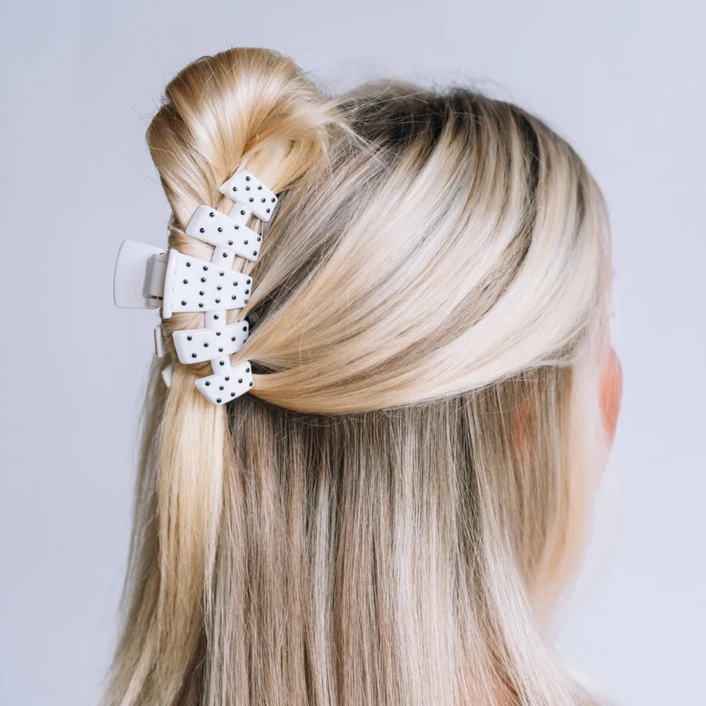Classic White Polka Dot Party Claw Clip