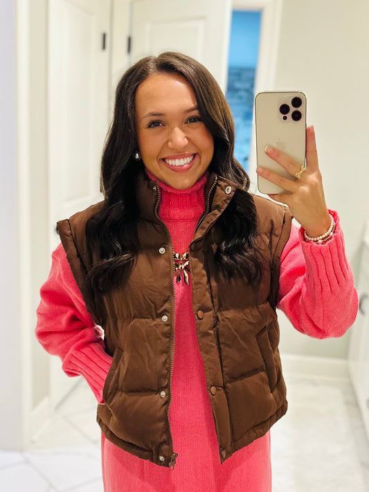 The Chocolate Brown Puffer Vest