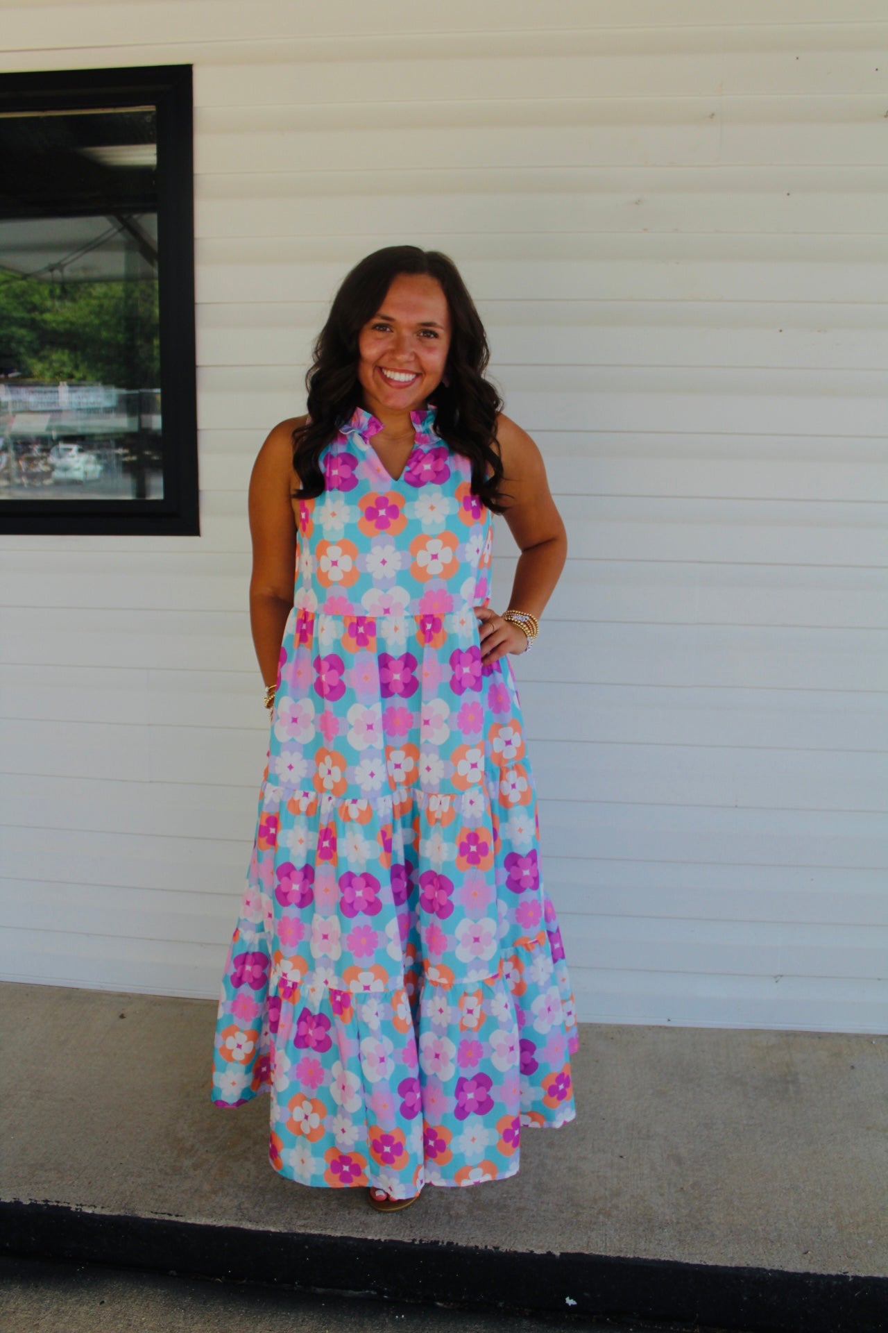 The Isabelle Sky Blue Floral Print Maxi Dress