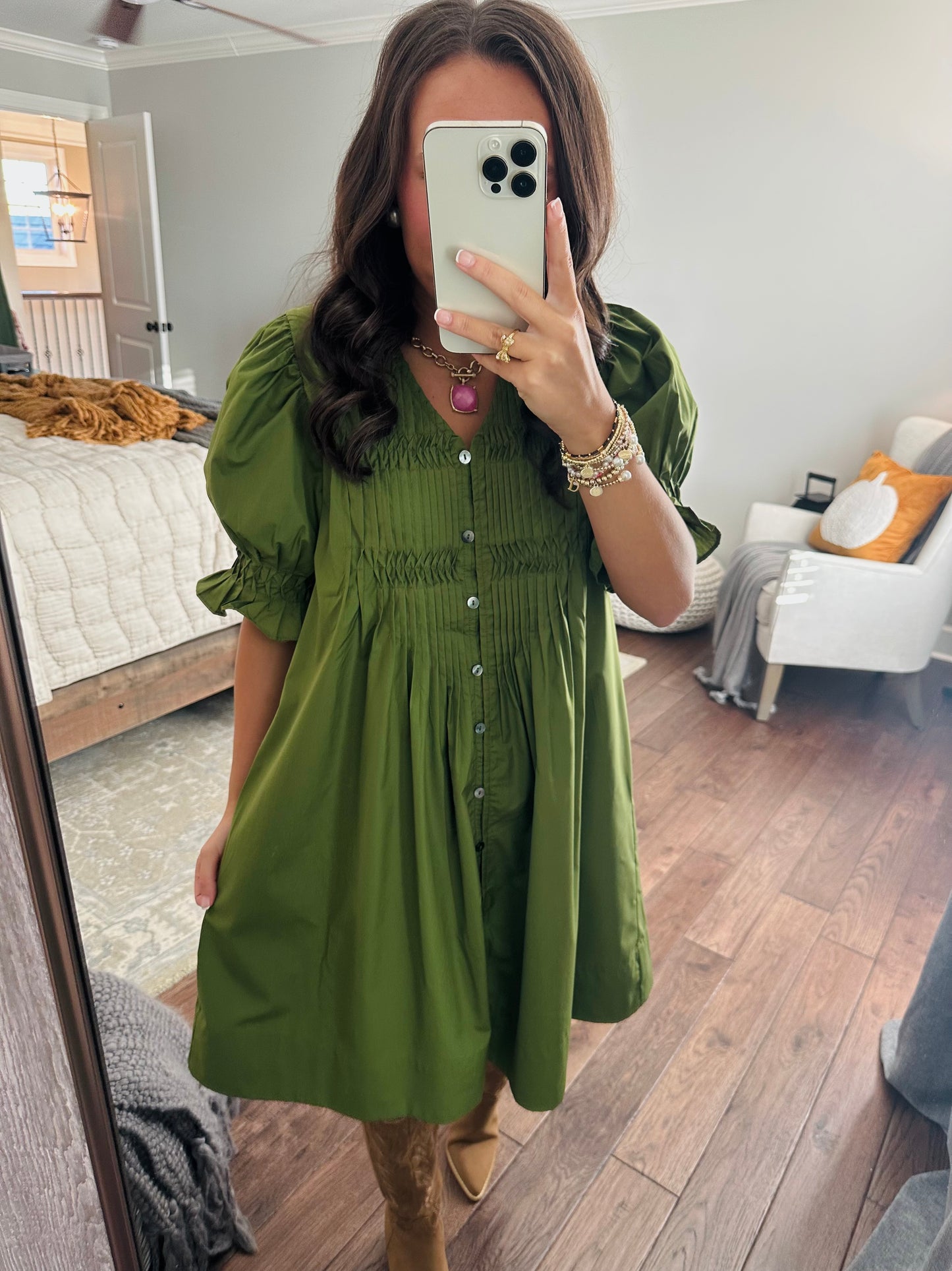 The Willow Olive Green Dress