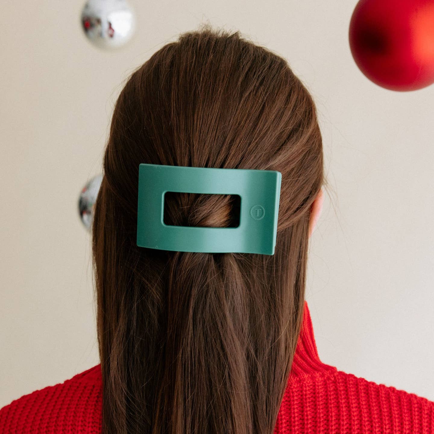 Matte Green Fir Real Rectangle Flat Hair Clip