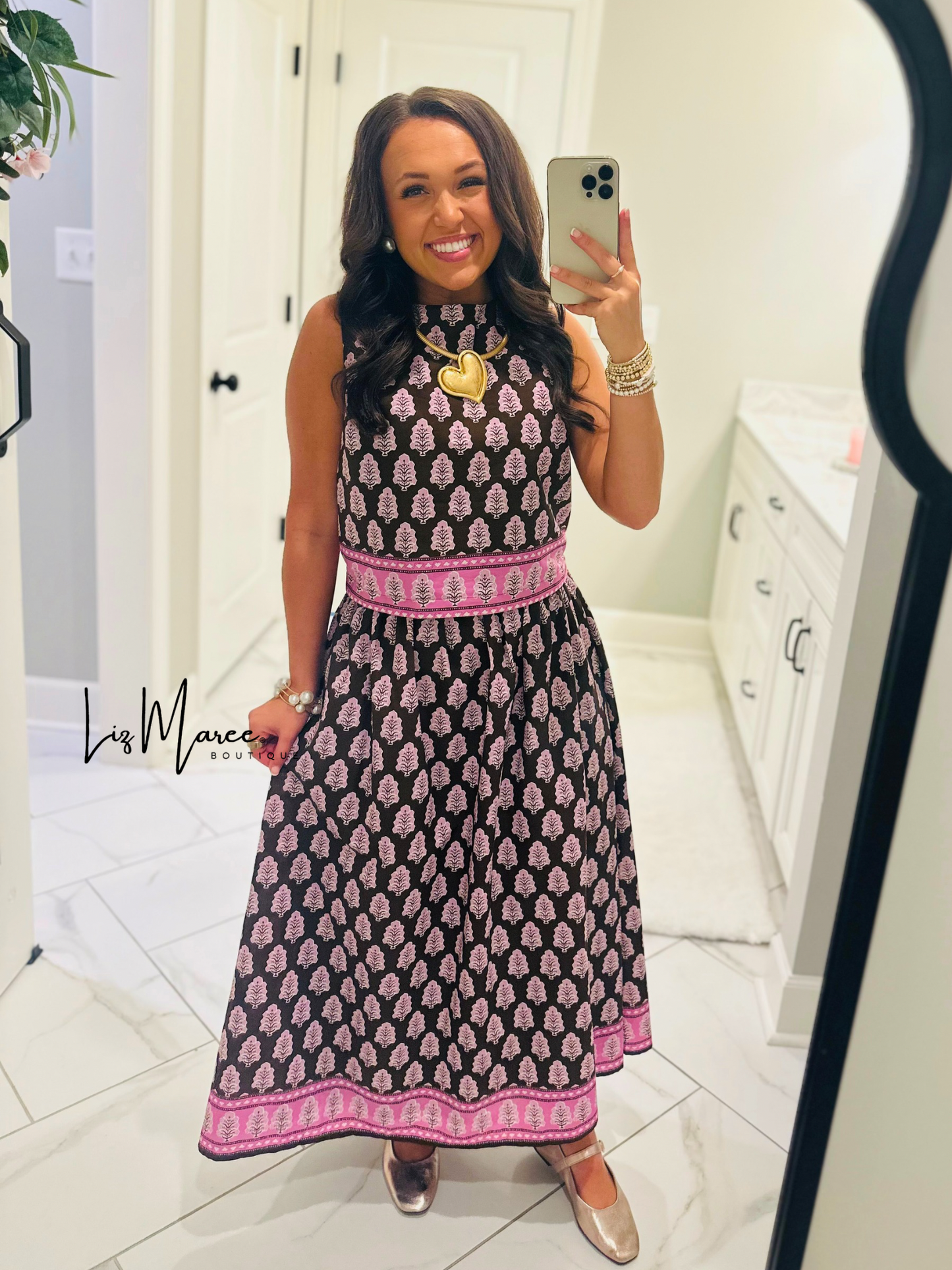 The Natalie Brown Floral Midi Skirt