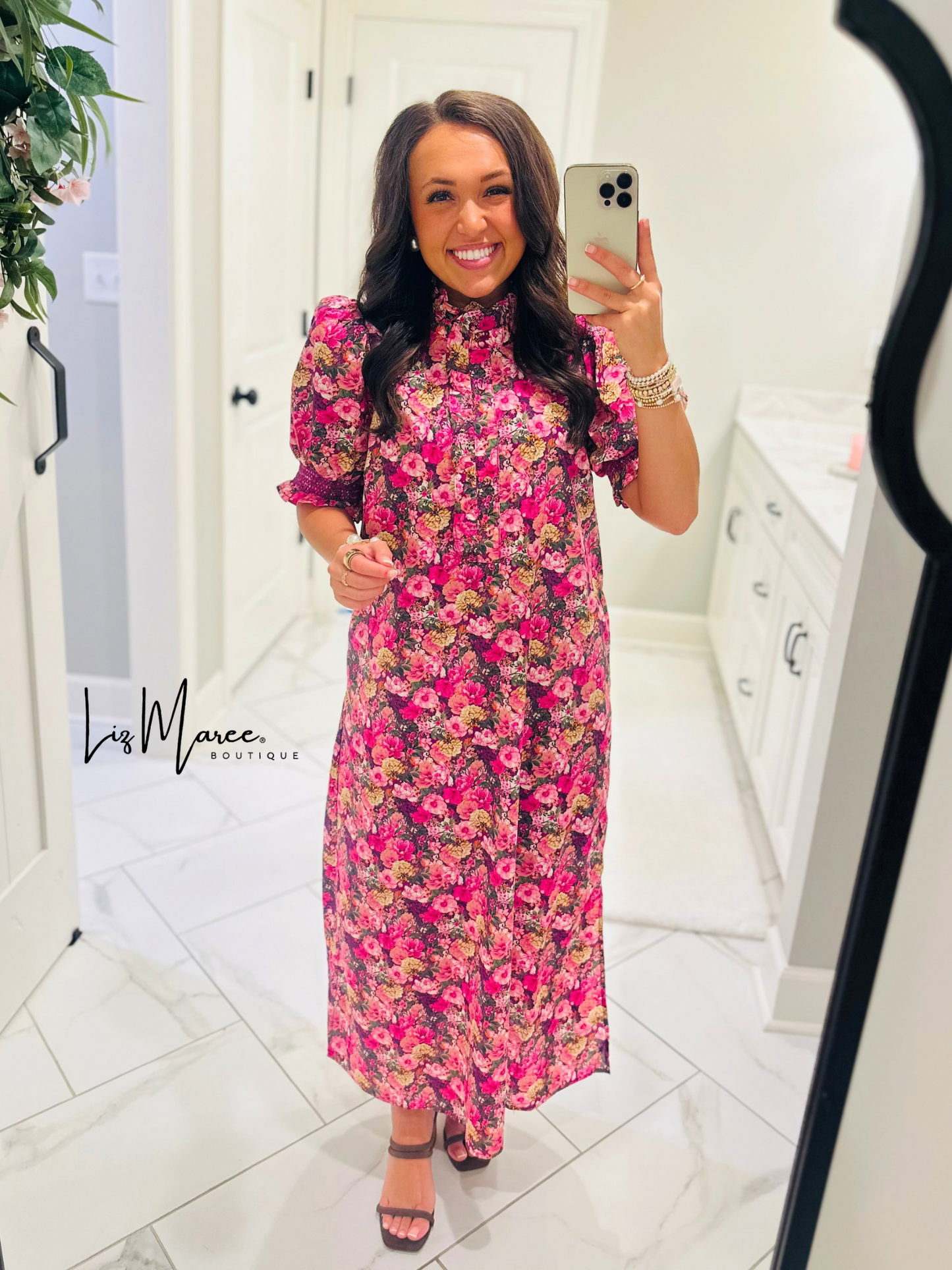 The Anabelle Magenta Floral Midi Dress