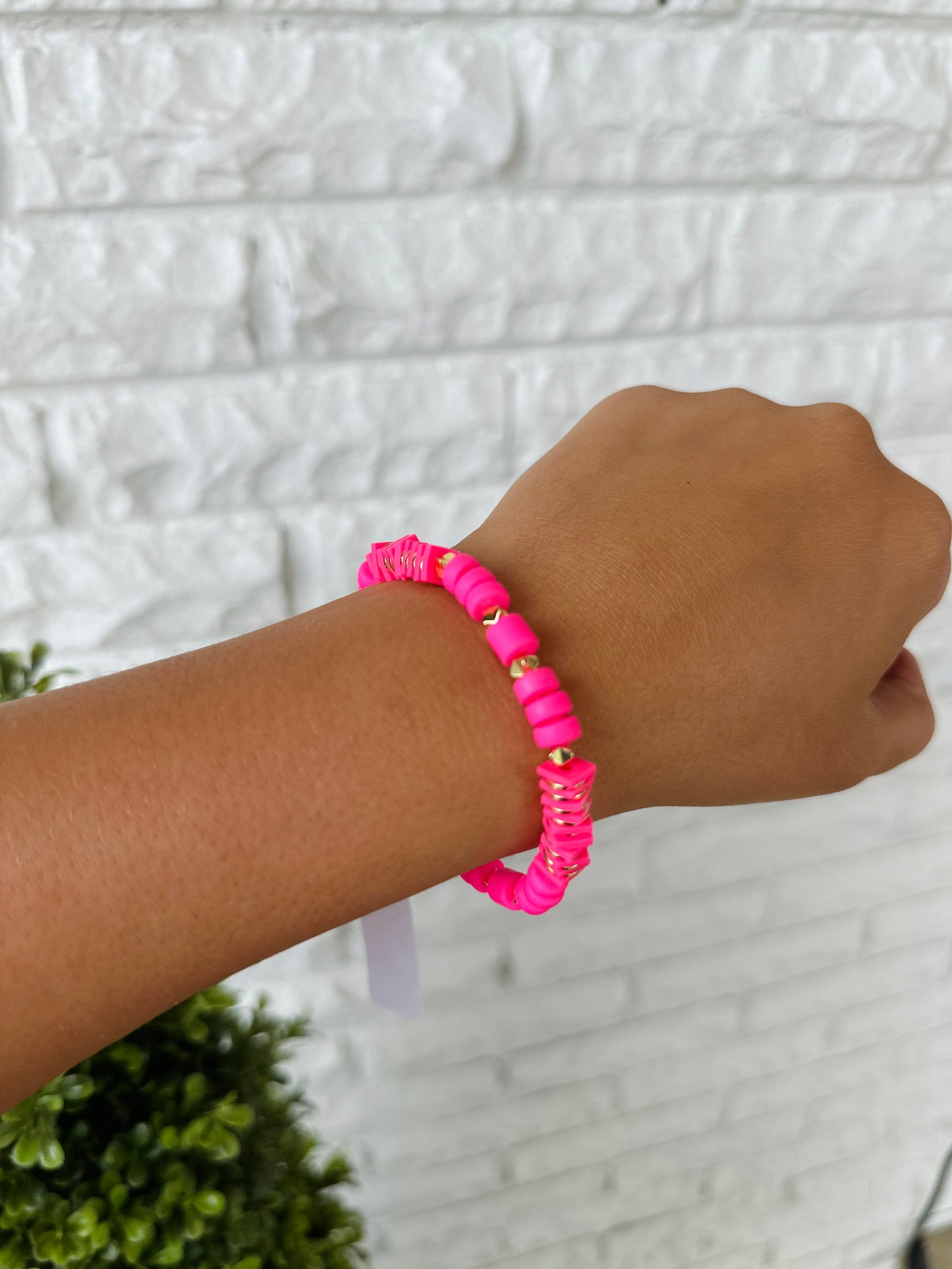 Neon Pink Heishi Chunky Bracelet