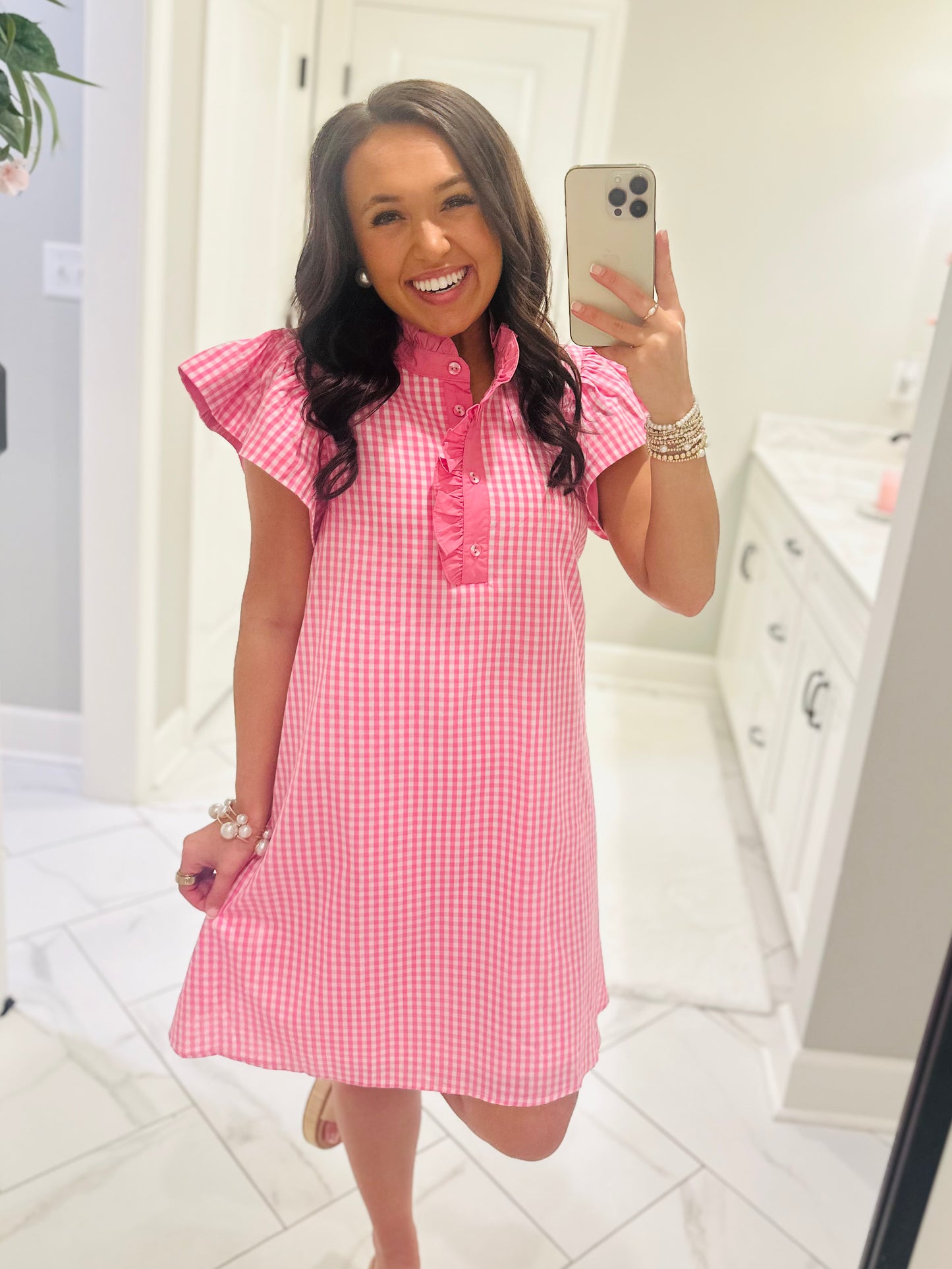 The Meg Pink Gingham Dress