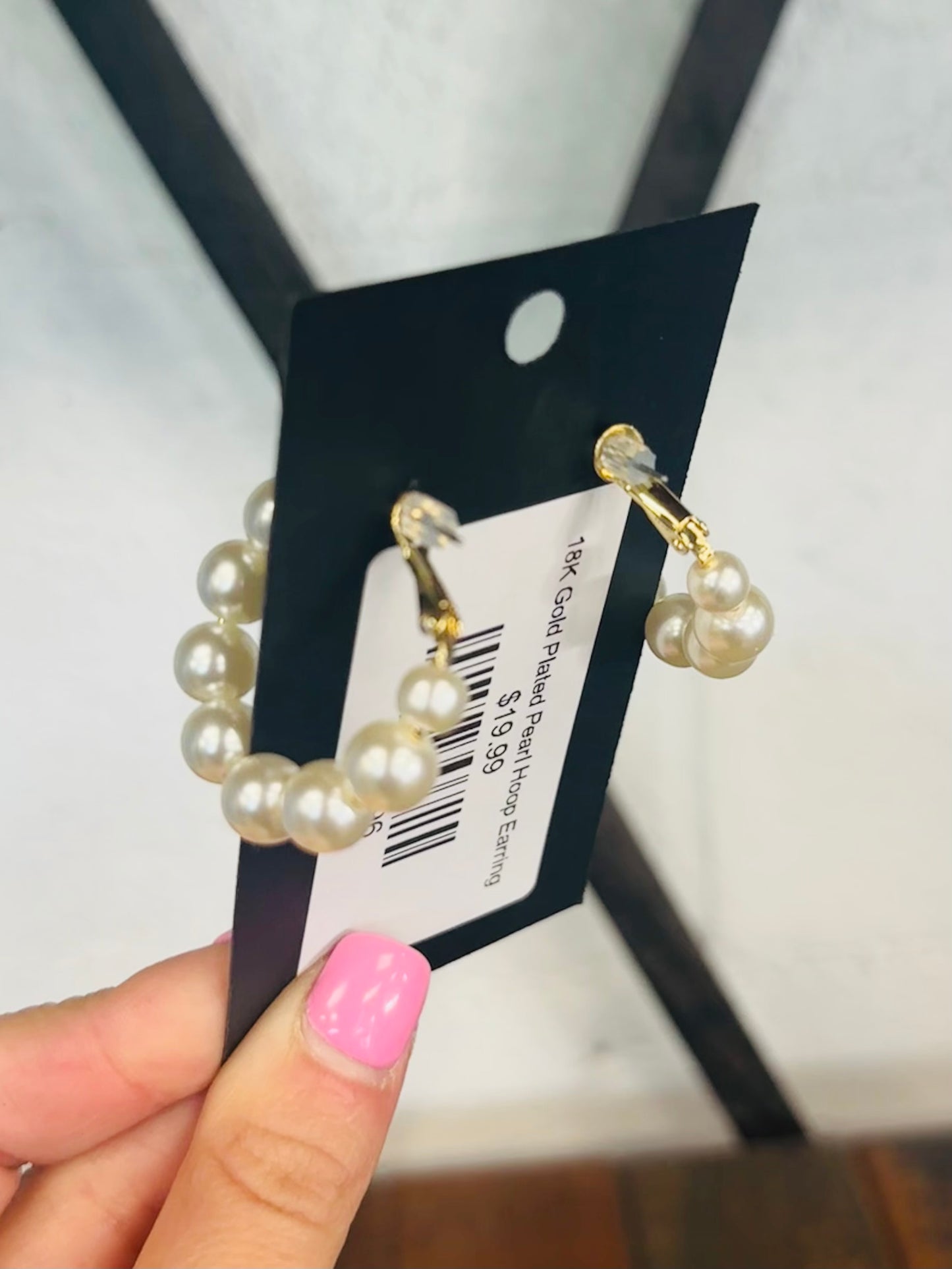 18K Gold Plated Pearl Hoop Earring