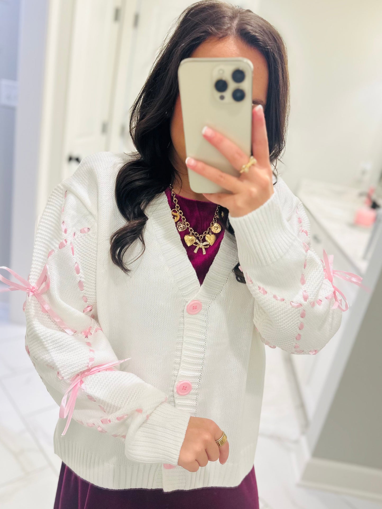 The Alisa Satin Ribbon Sleeve Cardigan