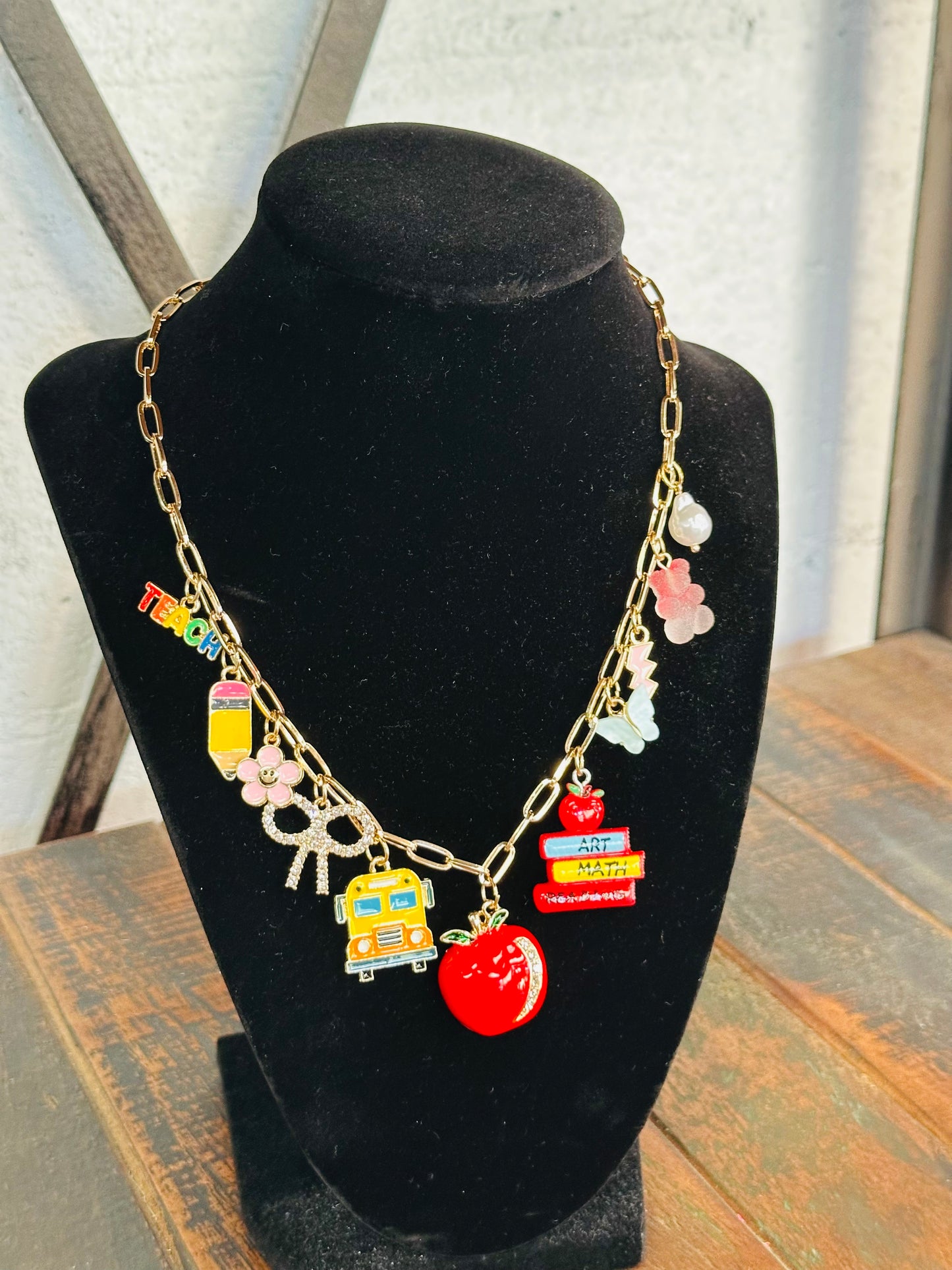The Teacher Life Theme Charm Necklace