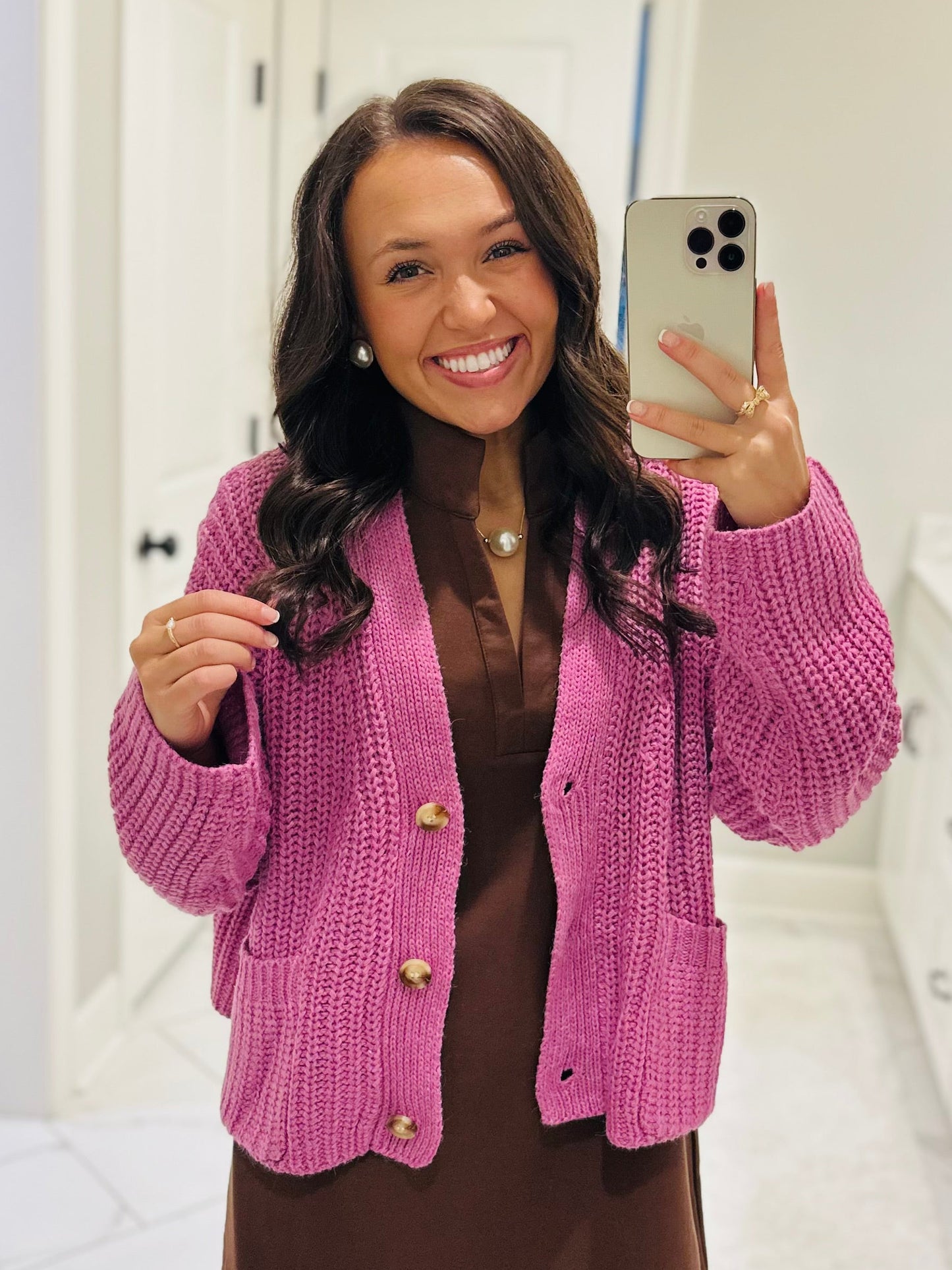 The Brooke Orchid Ribbed Oversized Cardigan