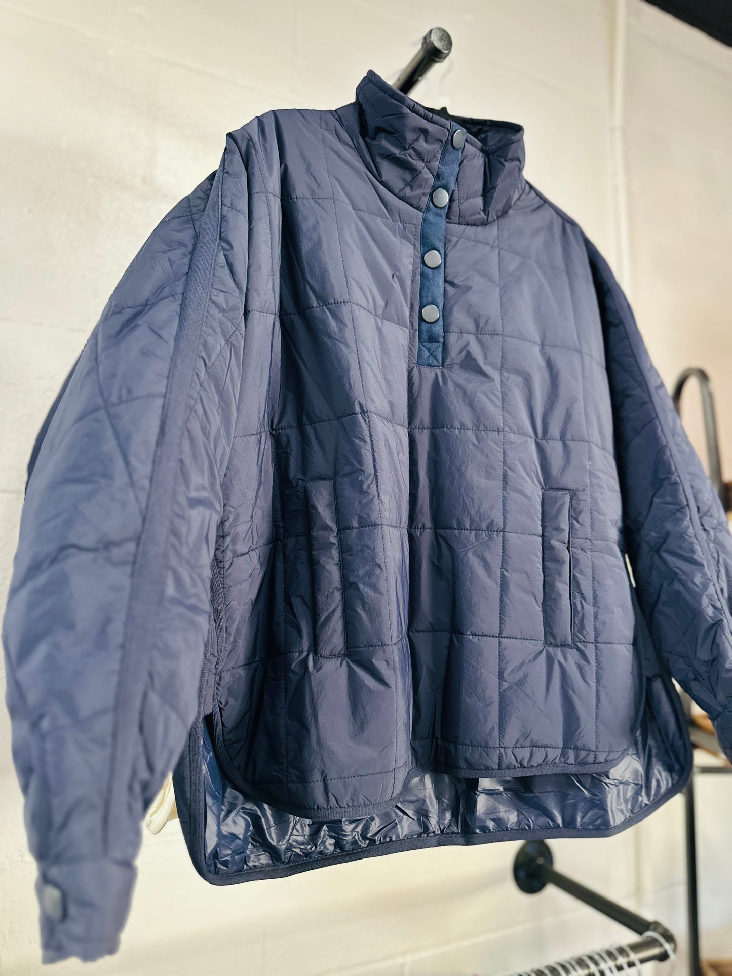 The Navy Quilted Puffer Pullover
