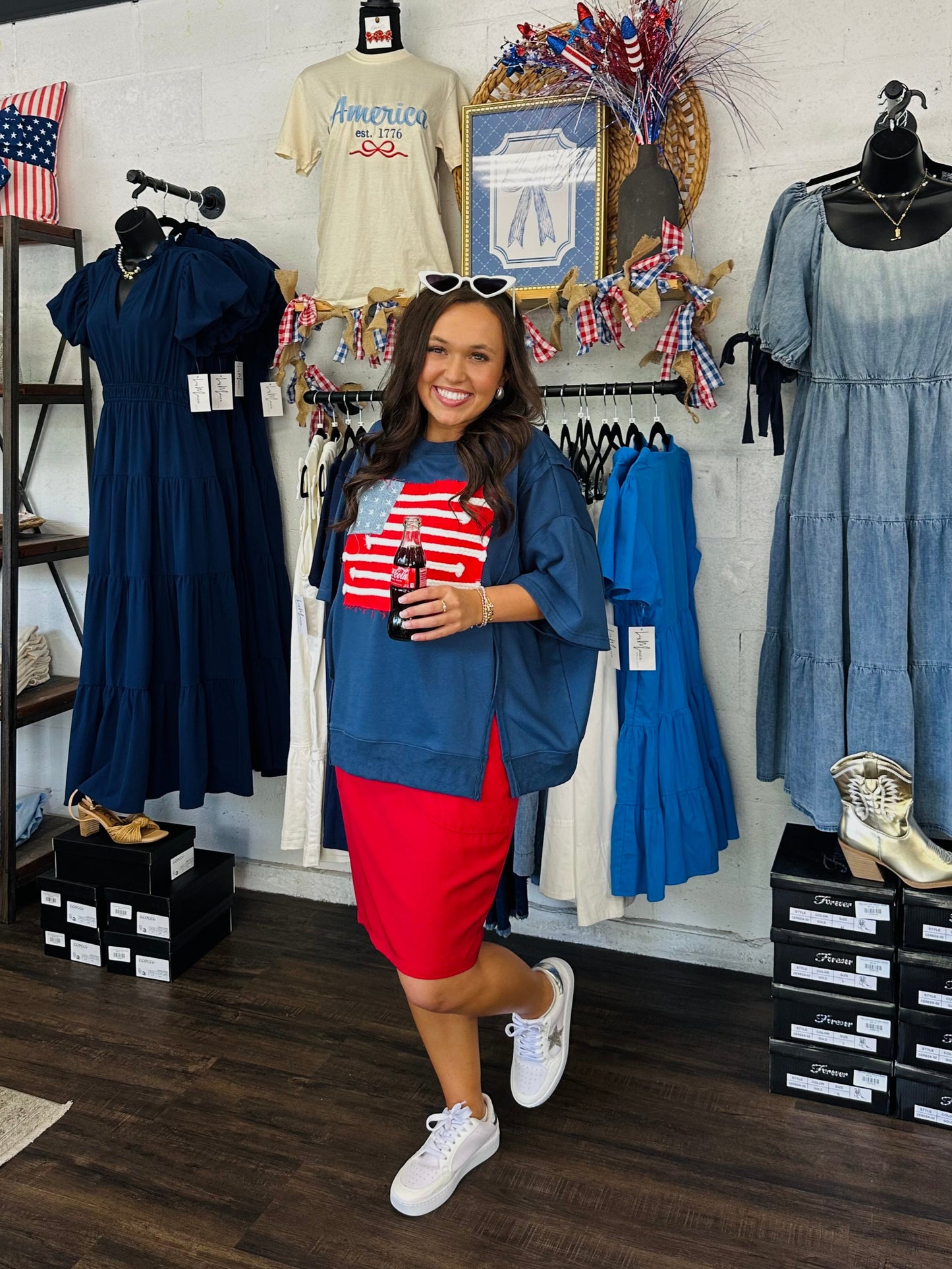 American Flag Patchwork Top
