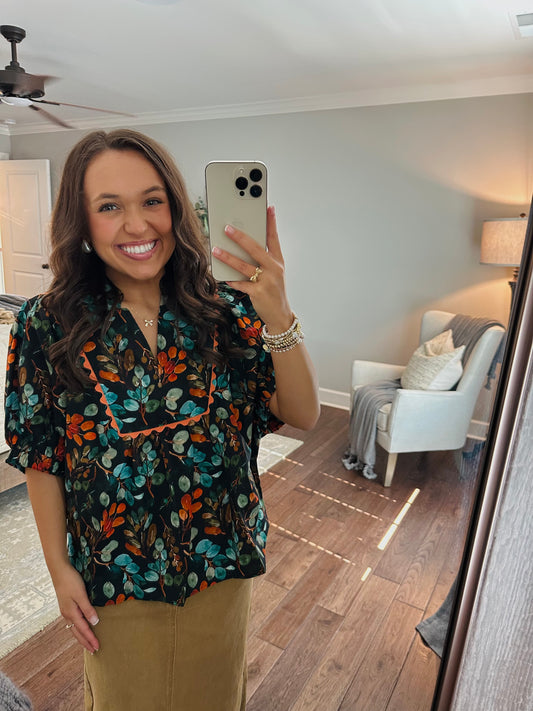 The Autumn Black Floral Top