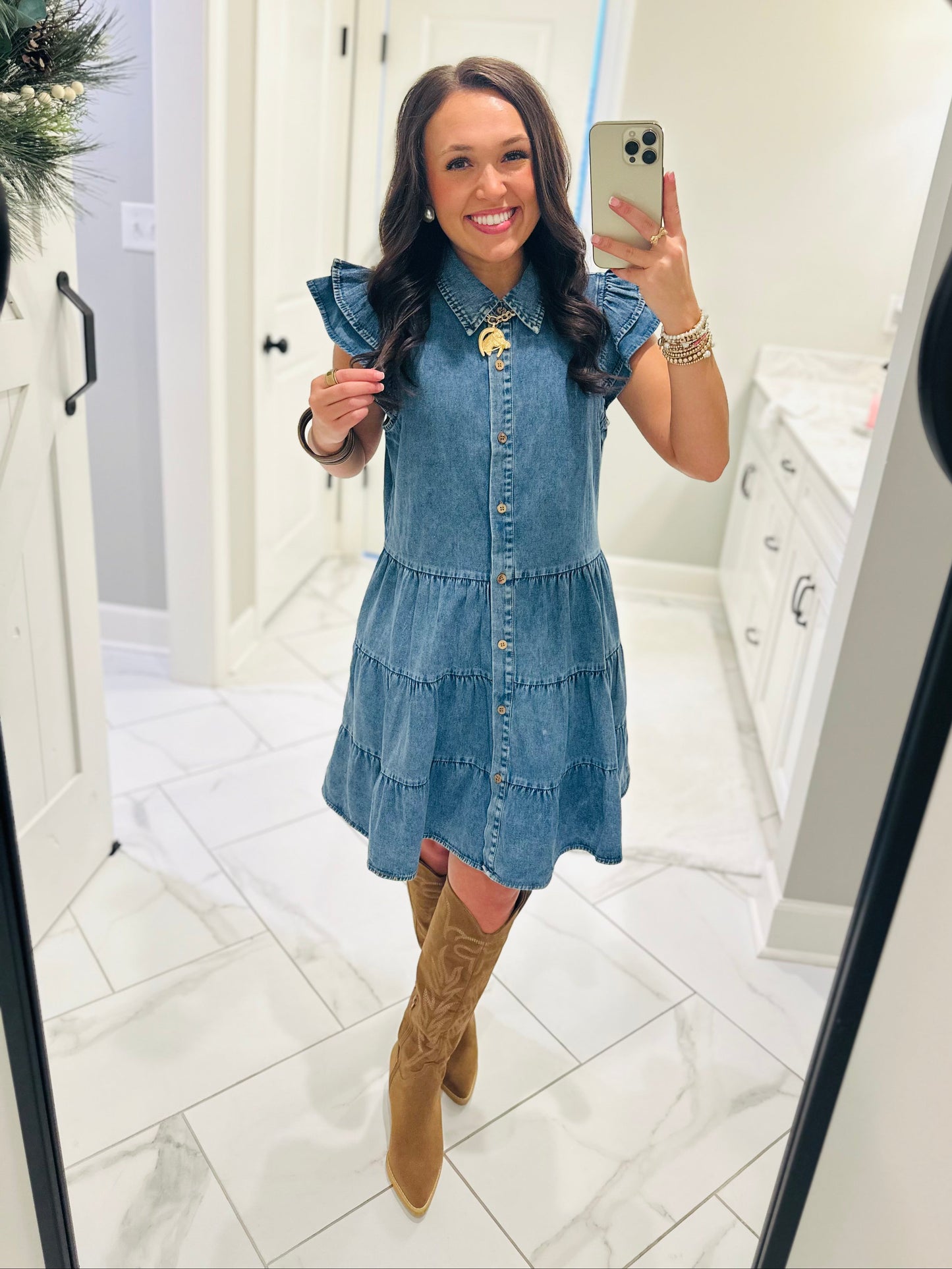The Payton Denim Tiered Dress