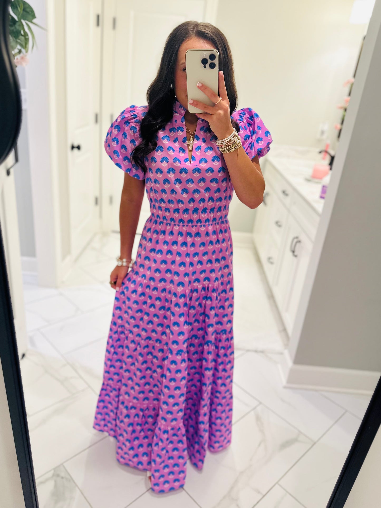 The Maya Lavender Floral Midi Dress