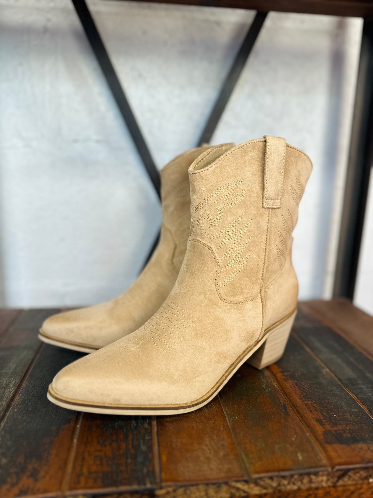 The Casey Apricot Western Bootie