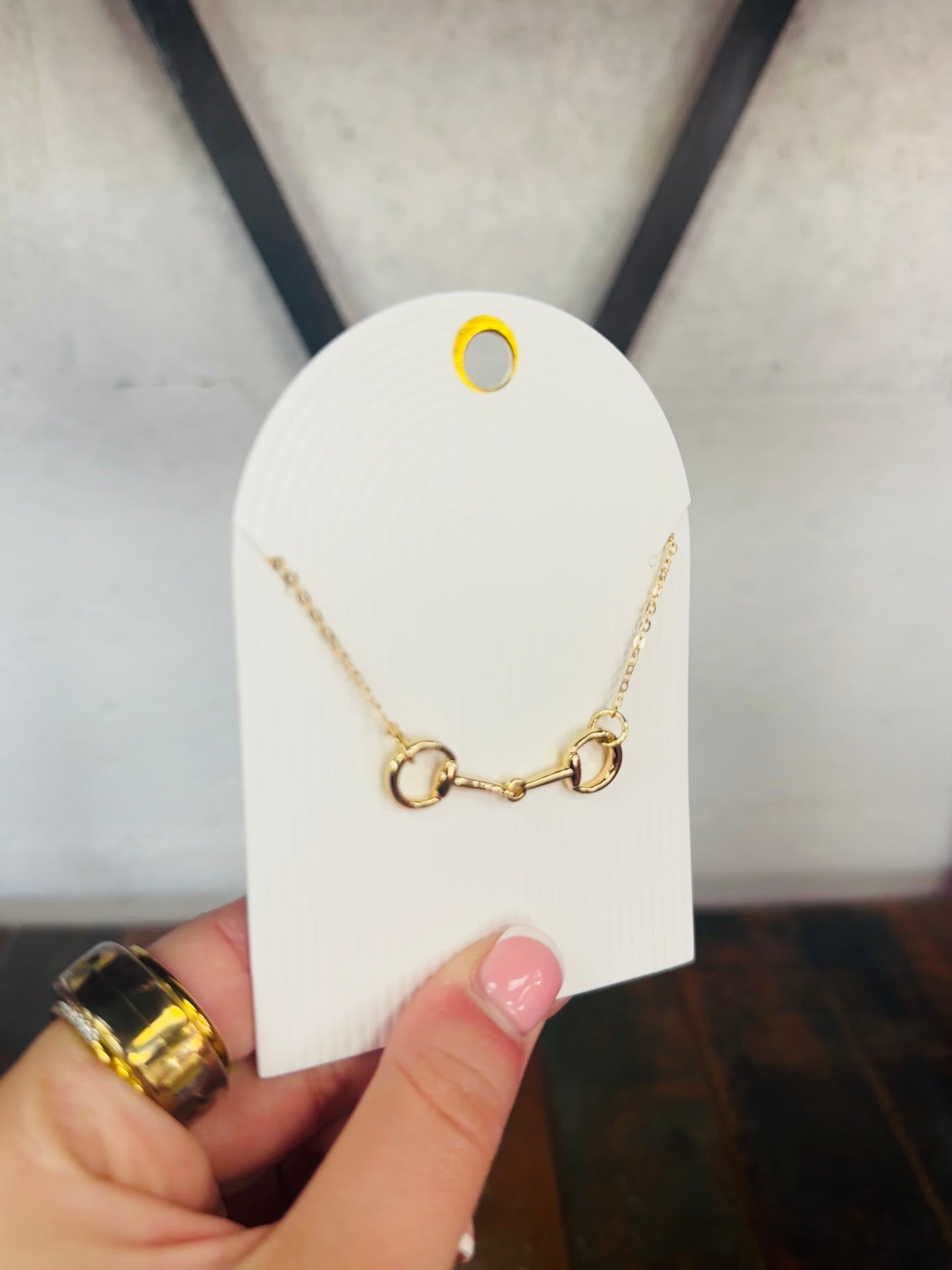 Gold Horsebit Metal Necklace